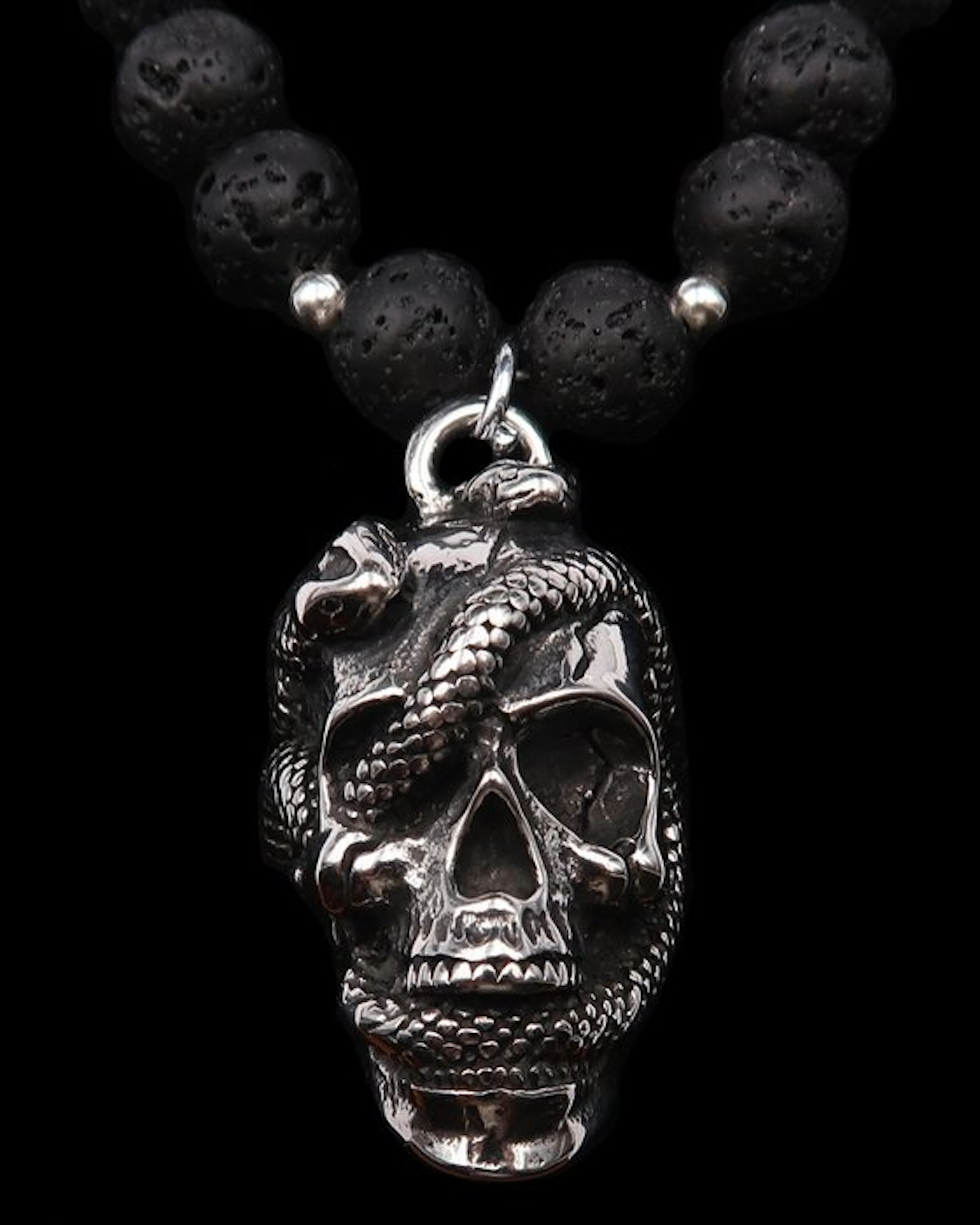 Lava stone - Wisdom of the Cycles – Sacred Skull Pendant...