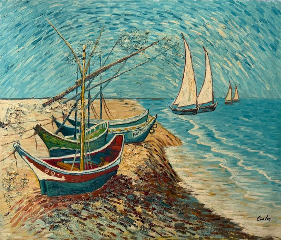 carlos - Barques sur la plage des Saintes-Maries