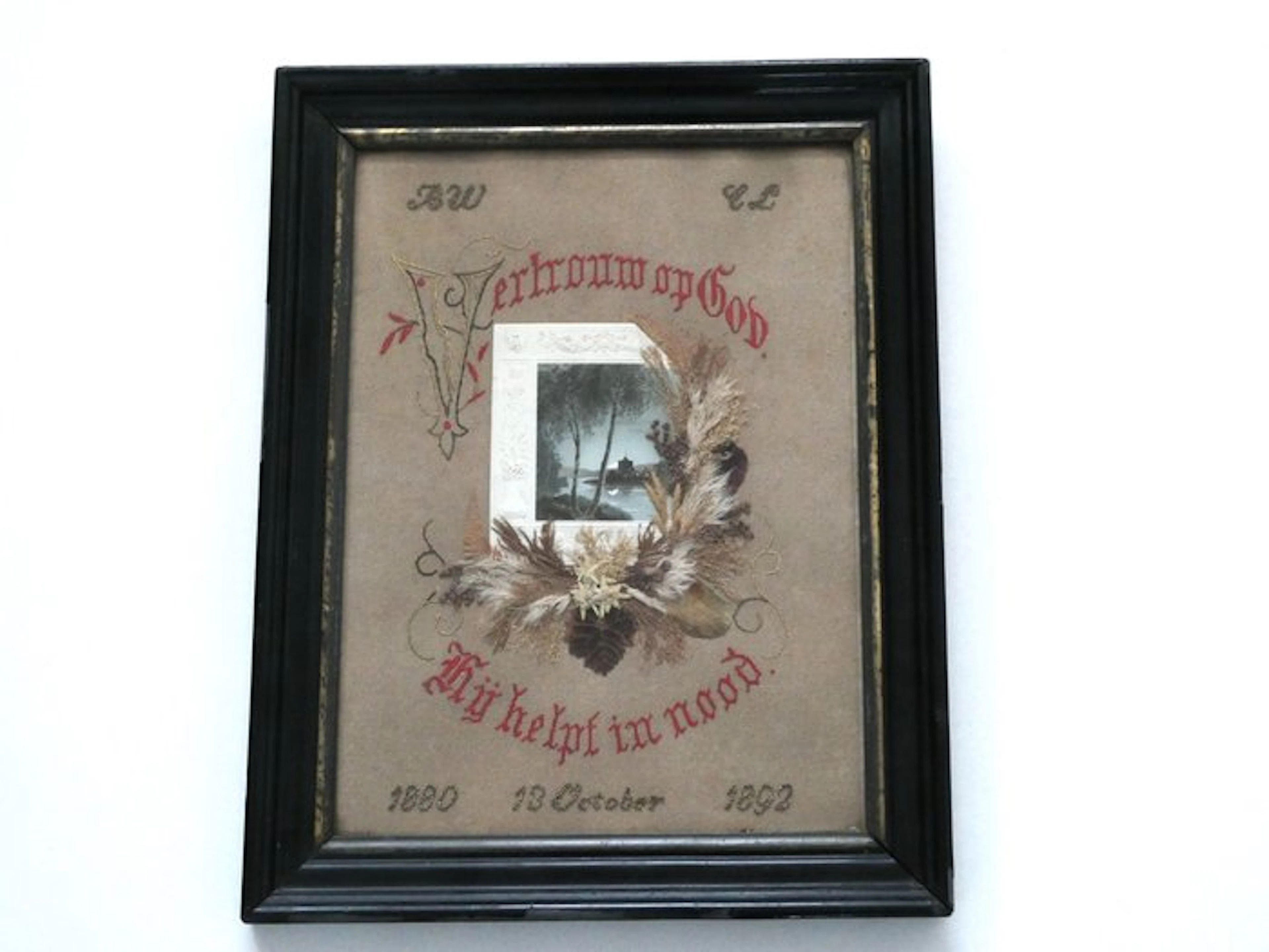 Handvervaardigd - Antique embroidery dating to about 1892...