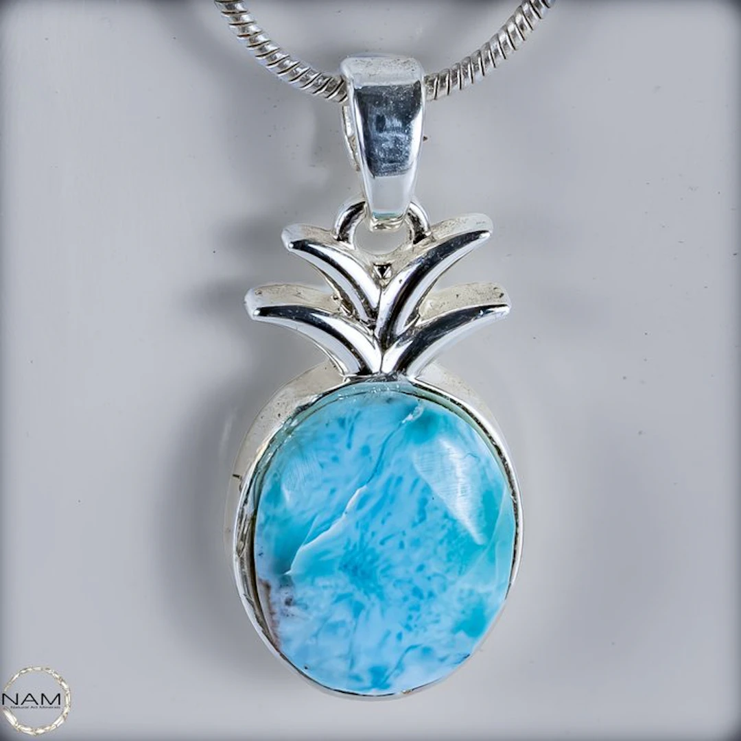 Larimar pineapple pendant made of 925 sterling silver –...