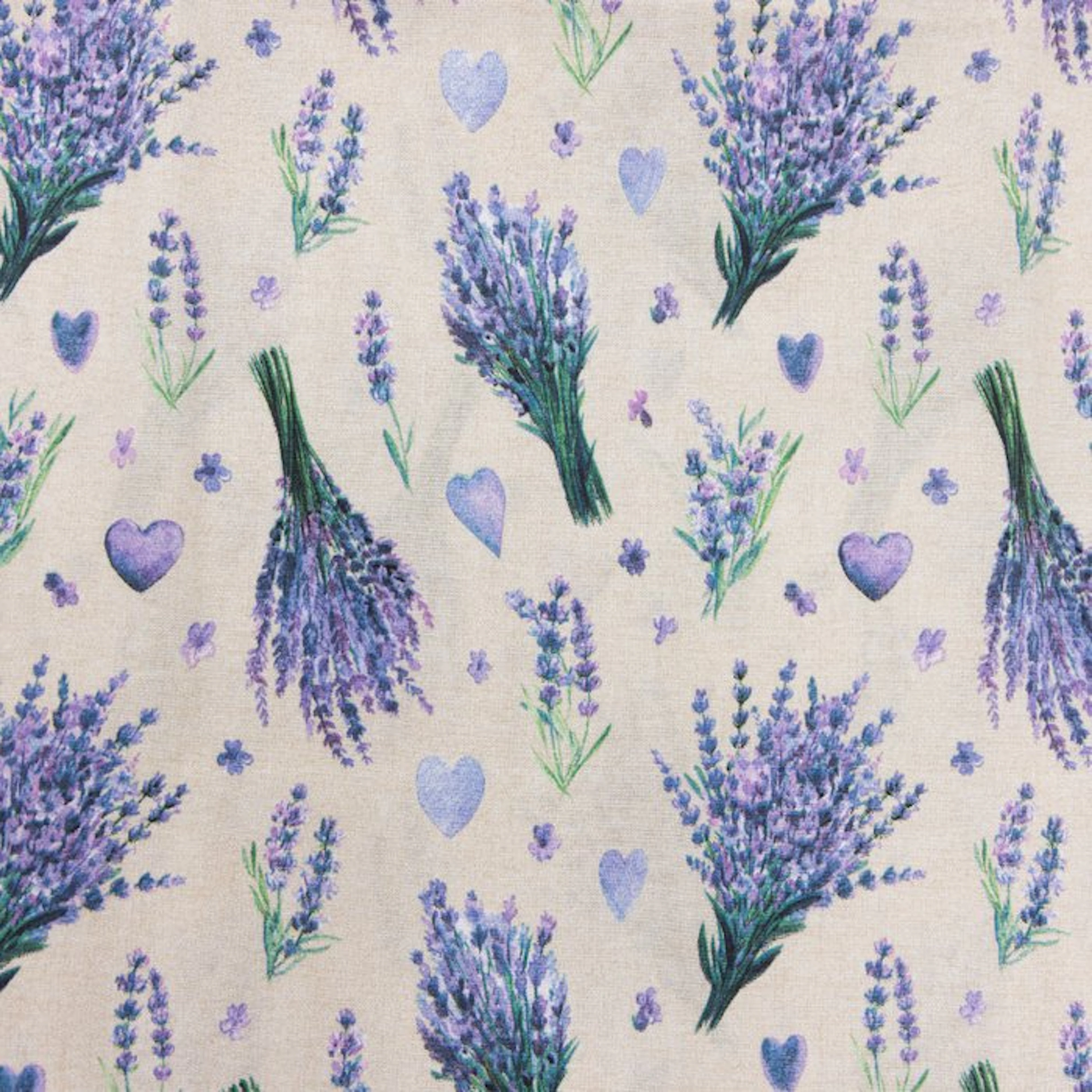 BA267 - Decorative Fabric Lavender and Hearts - Provençal...