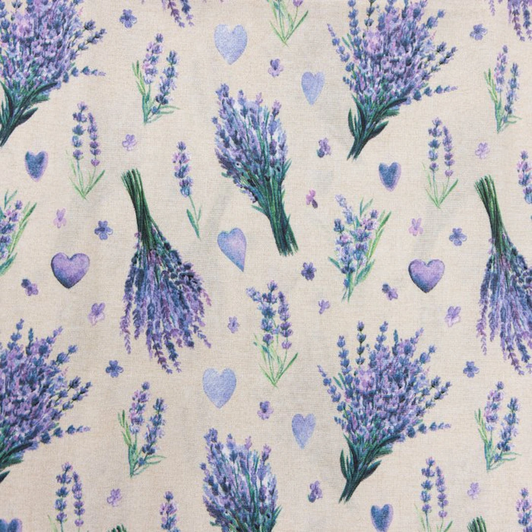 BA267 - Decorative Fabric Lavender and Hearts - Provençal...