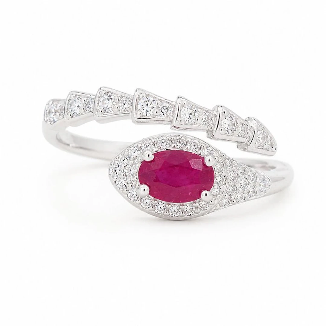 No reserve price - Ring Gold-plated Ruby - Topaz - 18kt Gold Plated