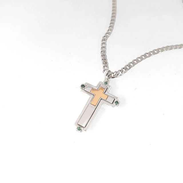 Emerald - 18 kt. - Silver, Yellow gold - Necklace - Italian Manufacturing