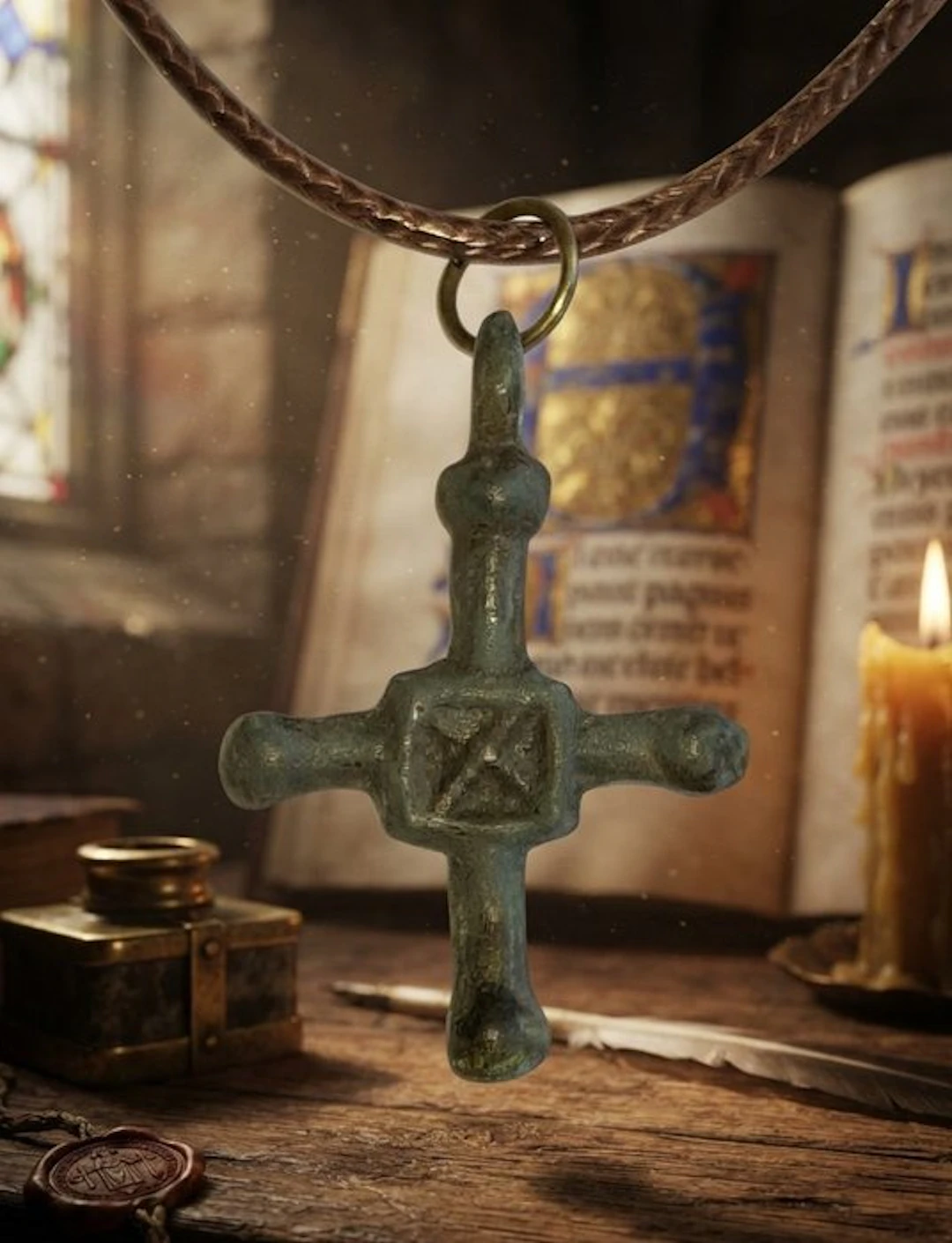 Medieval Bronze cross. In excellent condition. (No reserve price)