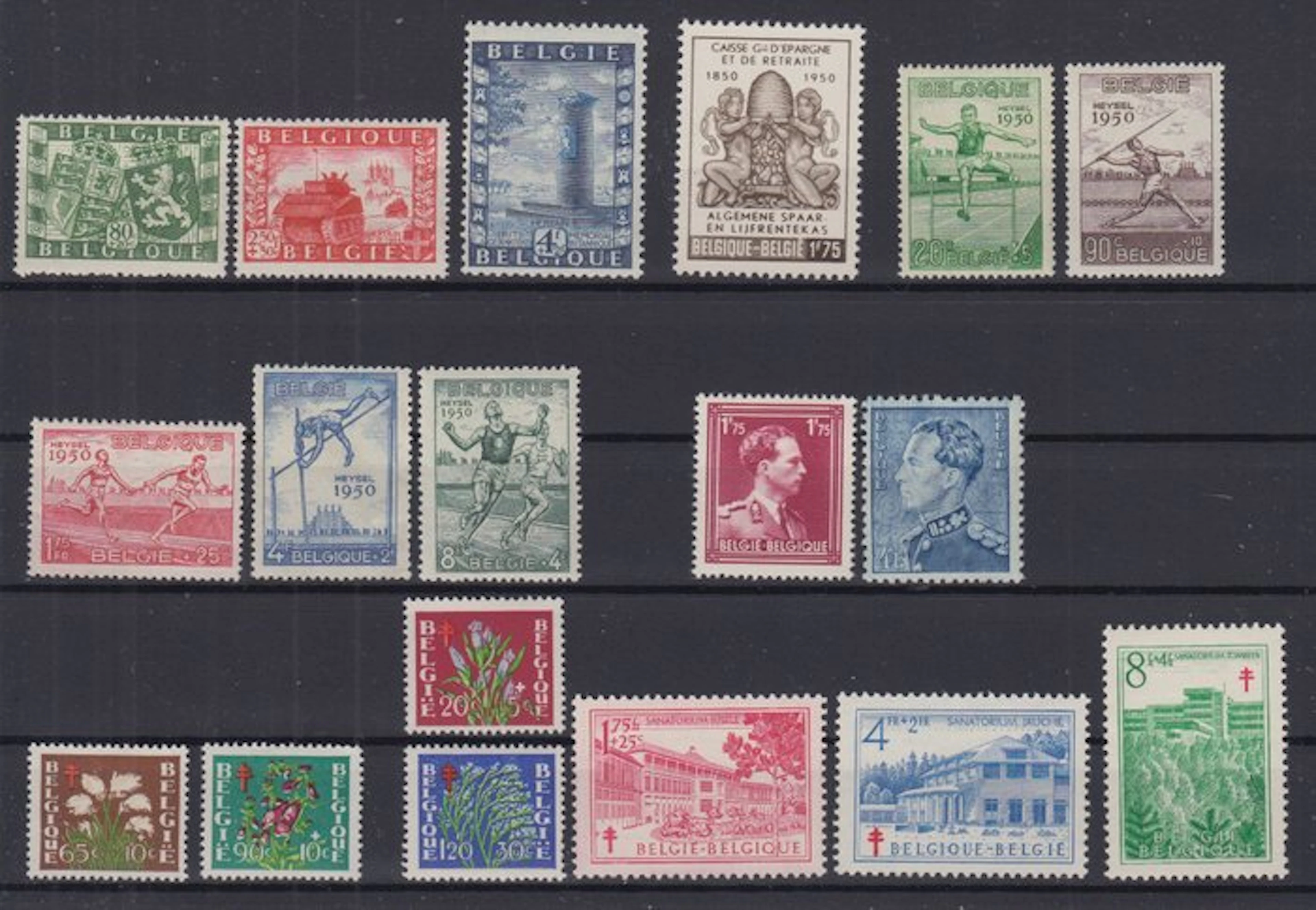 Belgium 1950 - full year 1950 - OBP : 823/840 + BL 29