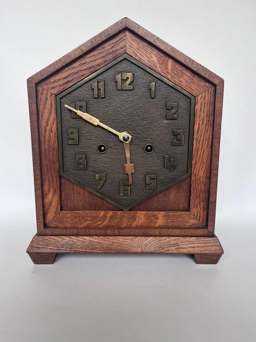 Amsterdam School Clock - Art Deco - Bauhaus - Oak - 1920-1930 - swastika
