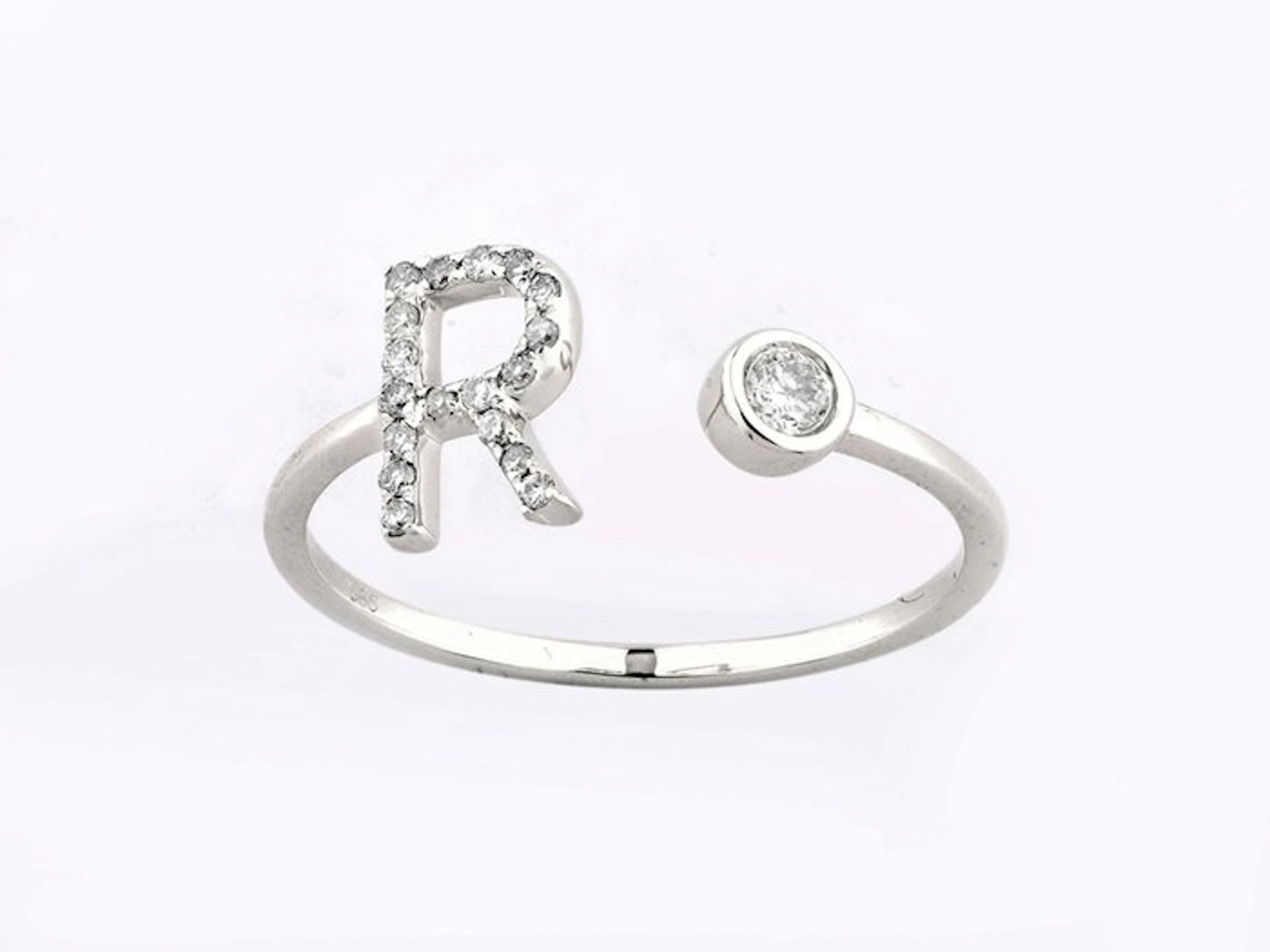Ring - 14 kt. White gold - 0.13ct. tw. Diamond (Natural)