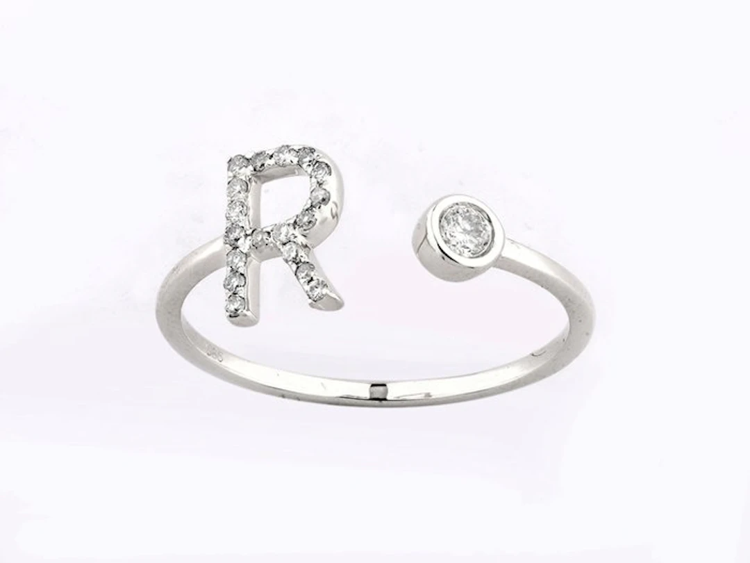 Ring - 14 kt. White gold - 0.13ct. tw. Diamond (Natural)