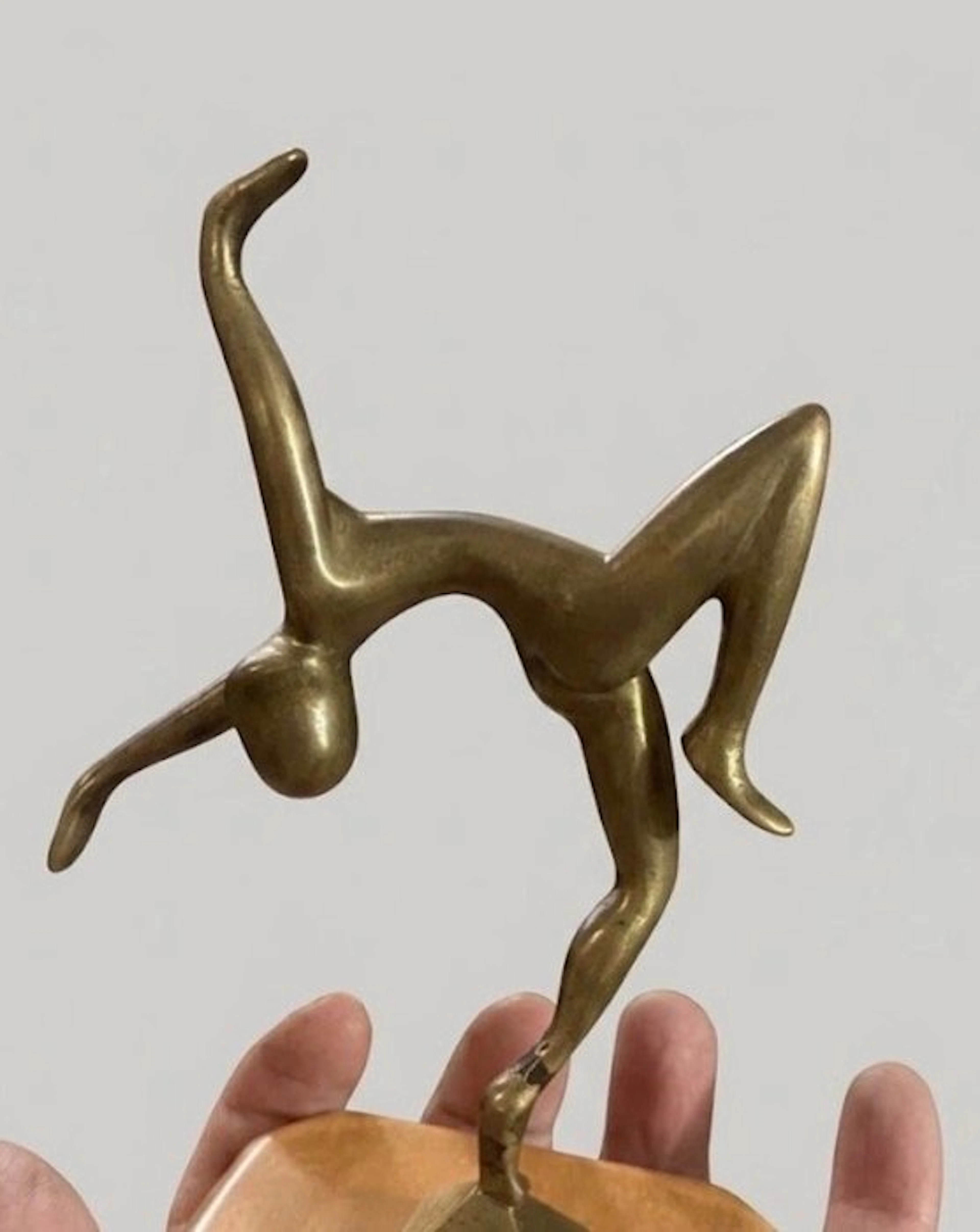 Statuette, Ballerina - 15 cm - Bronze, Wood