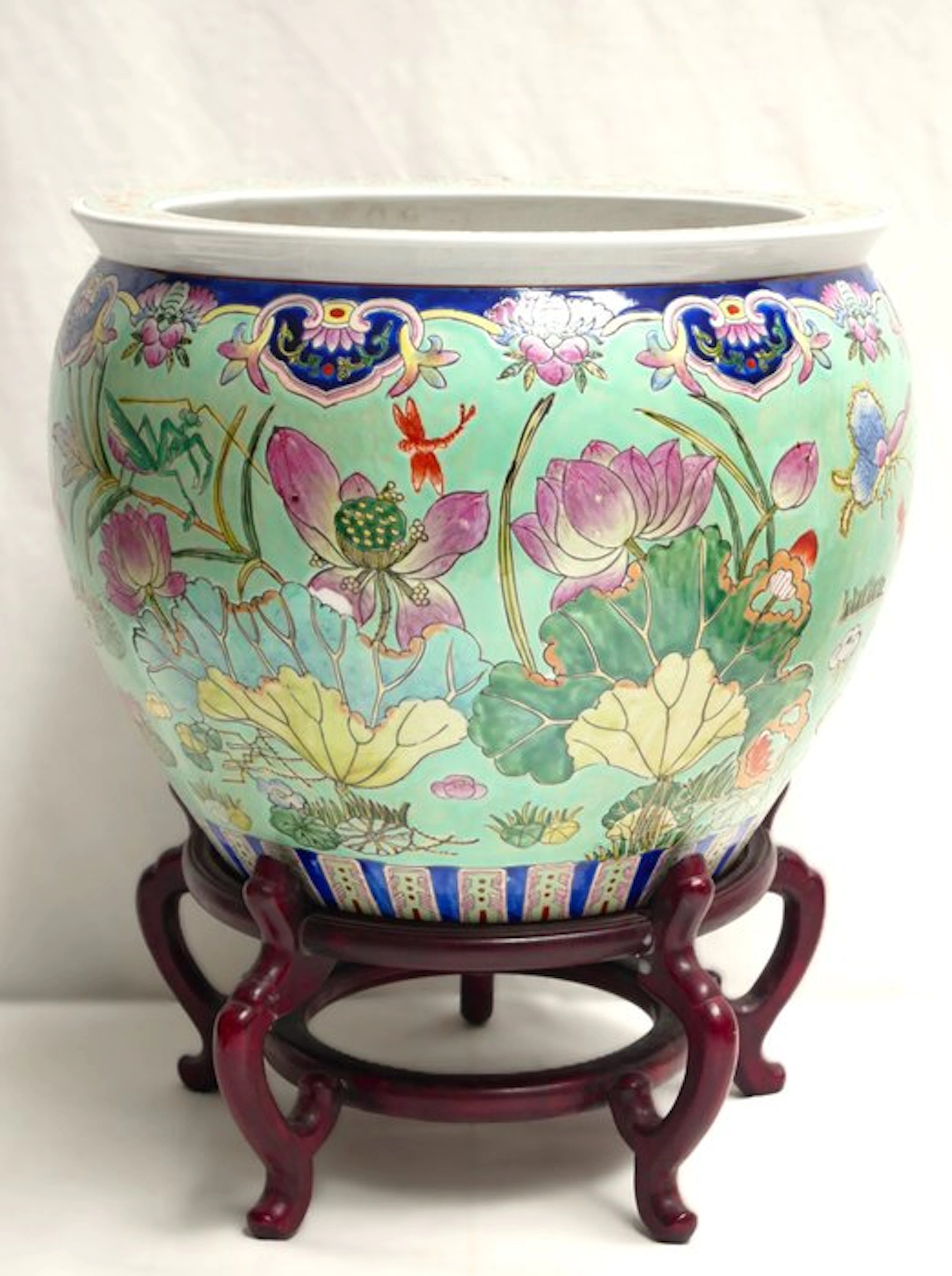 handpainted enamel - Flower pot - Porcelain - large size