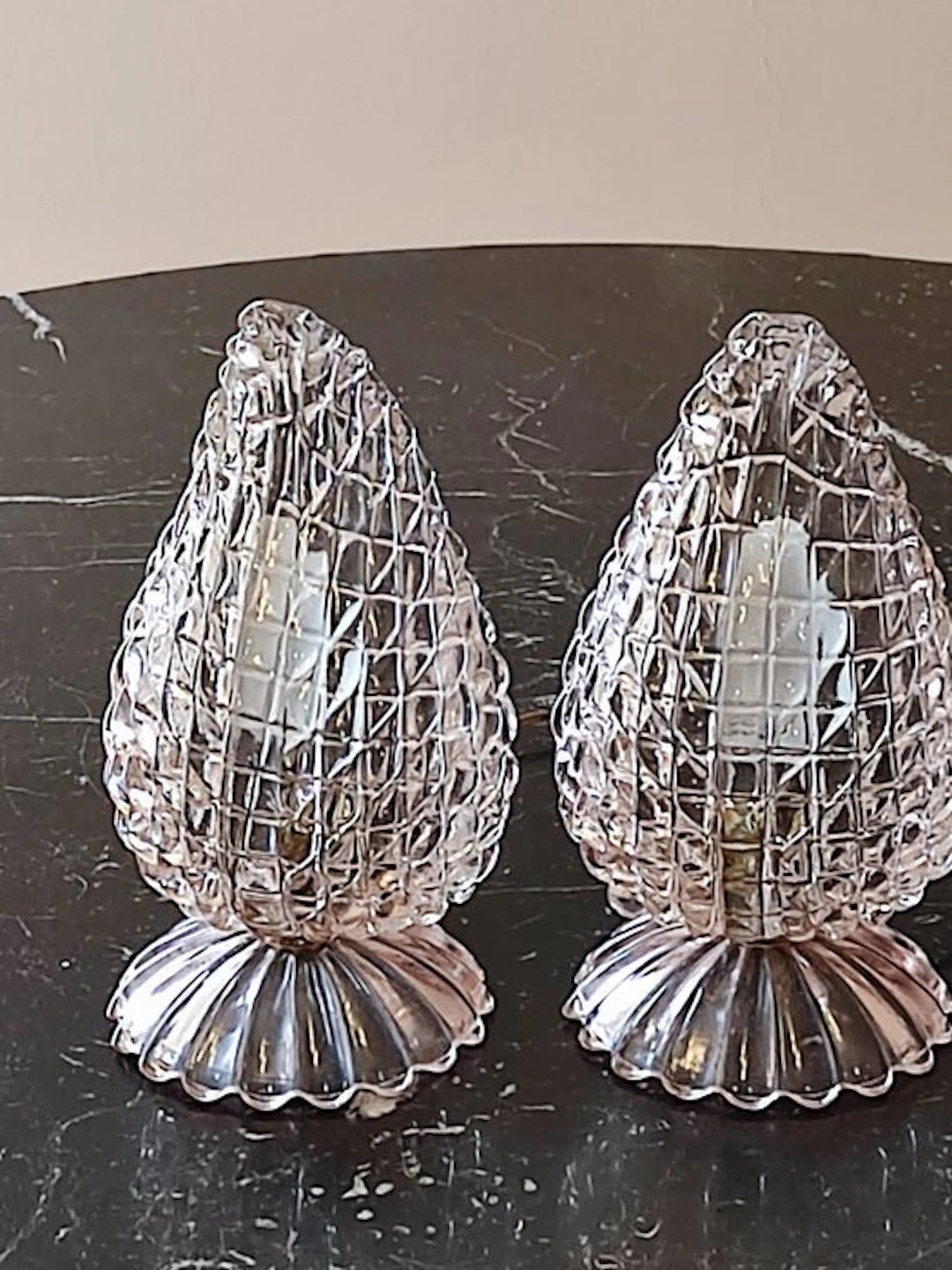Murano - Table lamp - transparent white crystal glass...