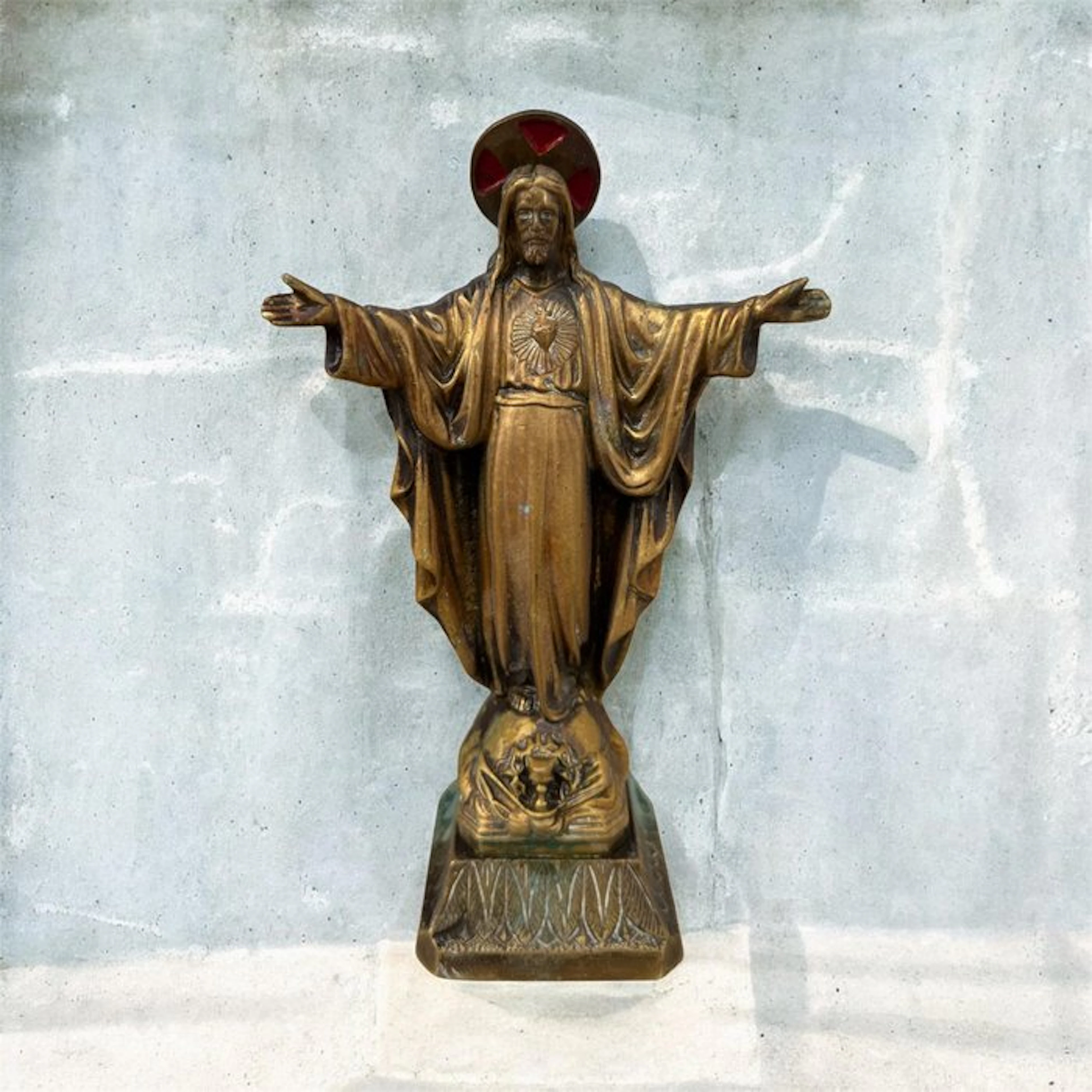Statue - Sacred Heart of Jesus - 21 cm - 1 kg - Art Deco - Bronze