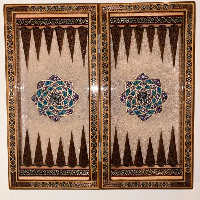 Handcrafted Inlay Backgammon and Chess Board - Brass
