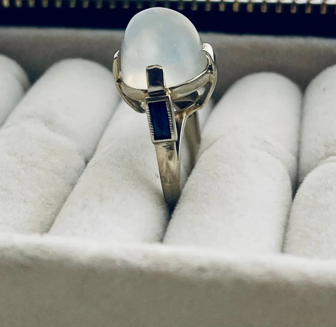 Cocktail ring - 12 kt. White gold Natural gemstone - Sapphire
