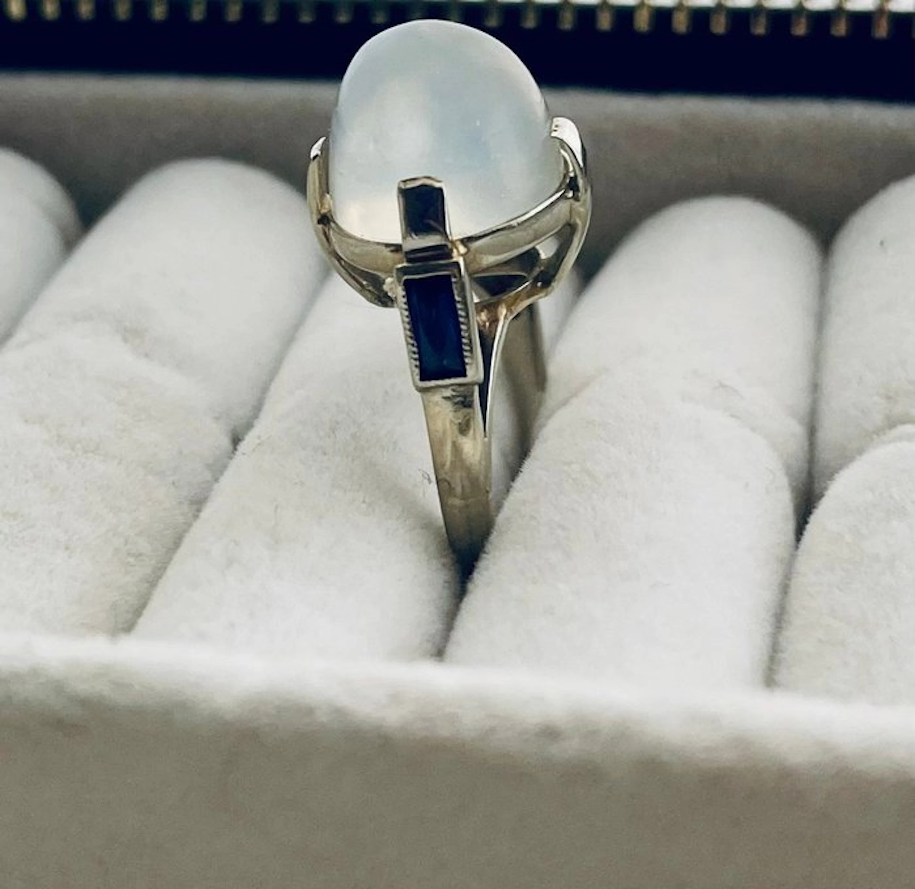 Cocktail ring - 12 kt. White gold Natural gemstone - Sapphire