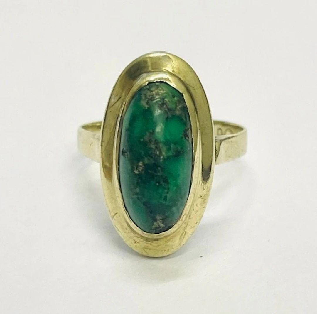 No reserve price - Ring - 8 kt. Yellow gold Turquoise