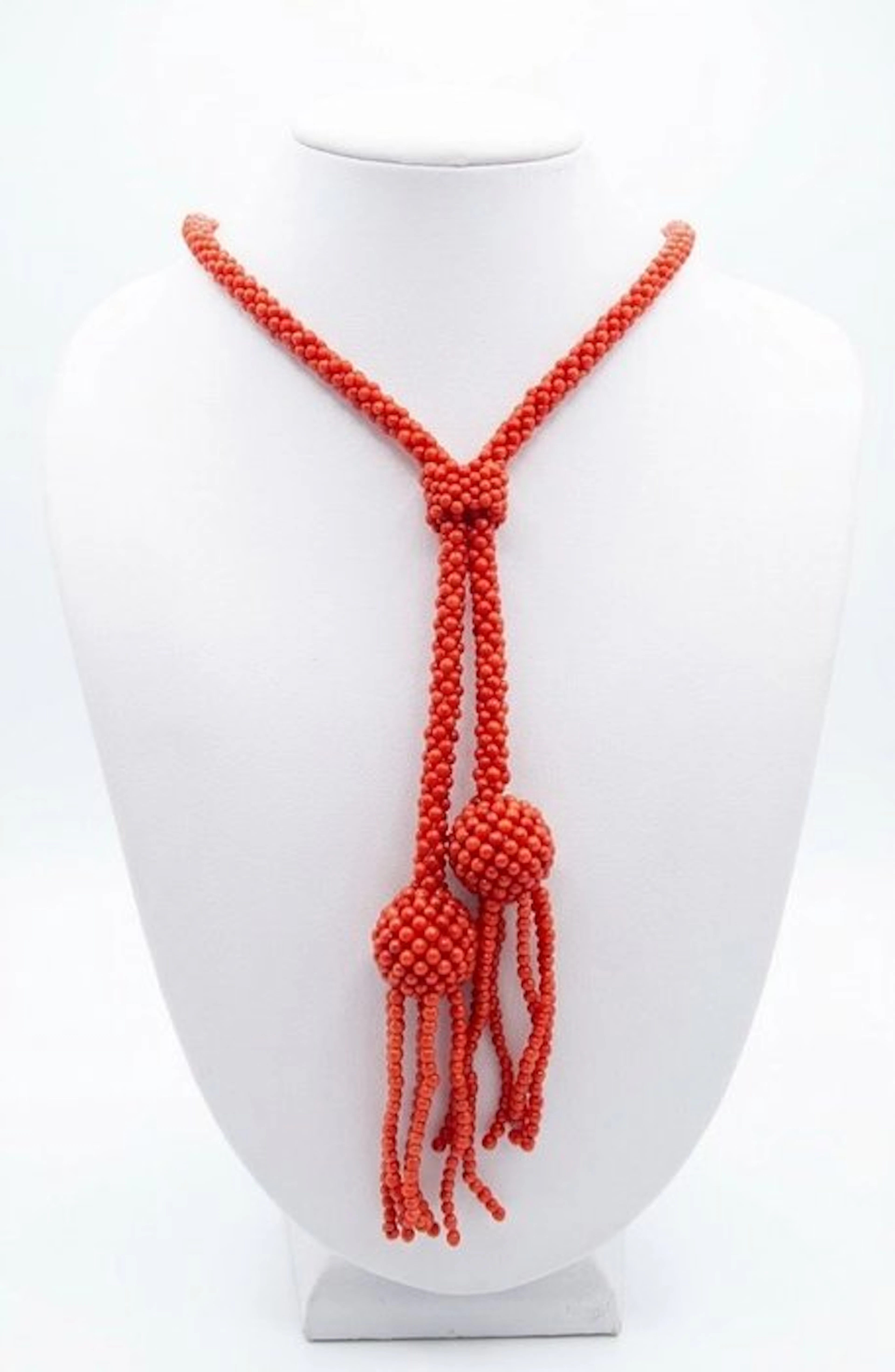 No reserve price - Necklace Corallo Rosso Coral - Coral - Pallini Tessito
