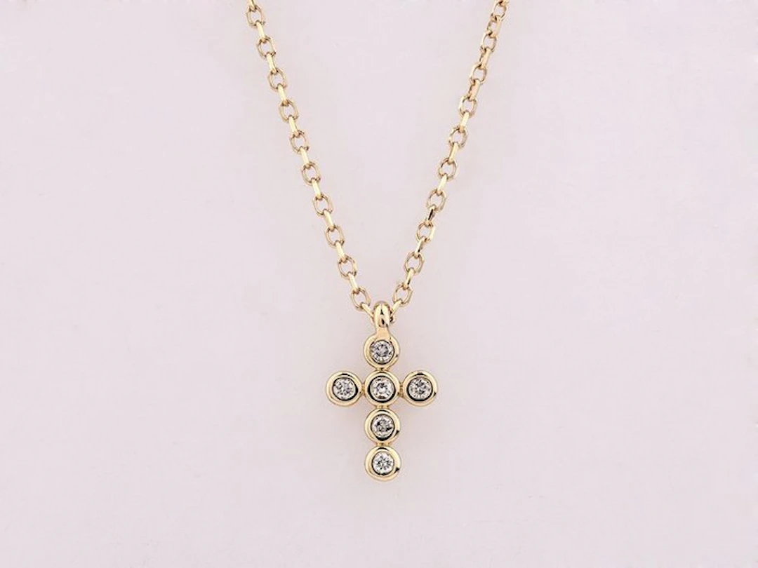 Necklace with pendant - 14 kt. Yellow gold - 0.03ct. tw. Diamond (Natural)