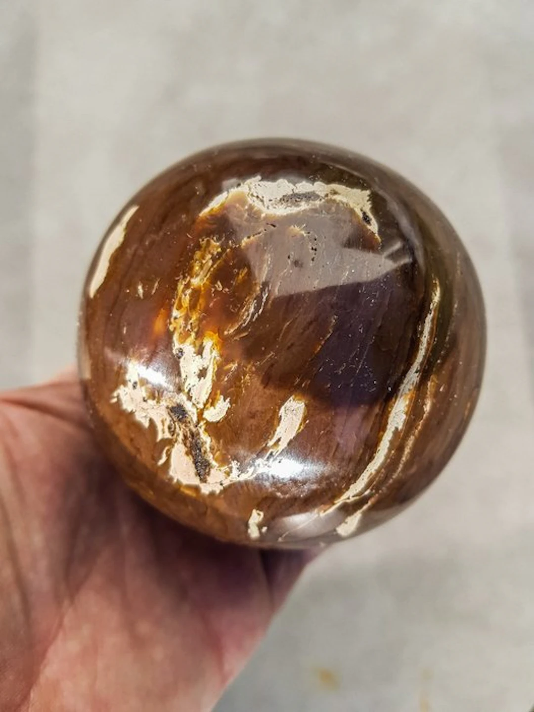 Amber Sphere gold amber (AAA quality) - Height: 9 cm - Width: 9 cm- 322 g - (1)