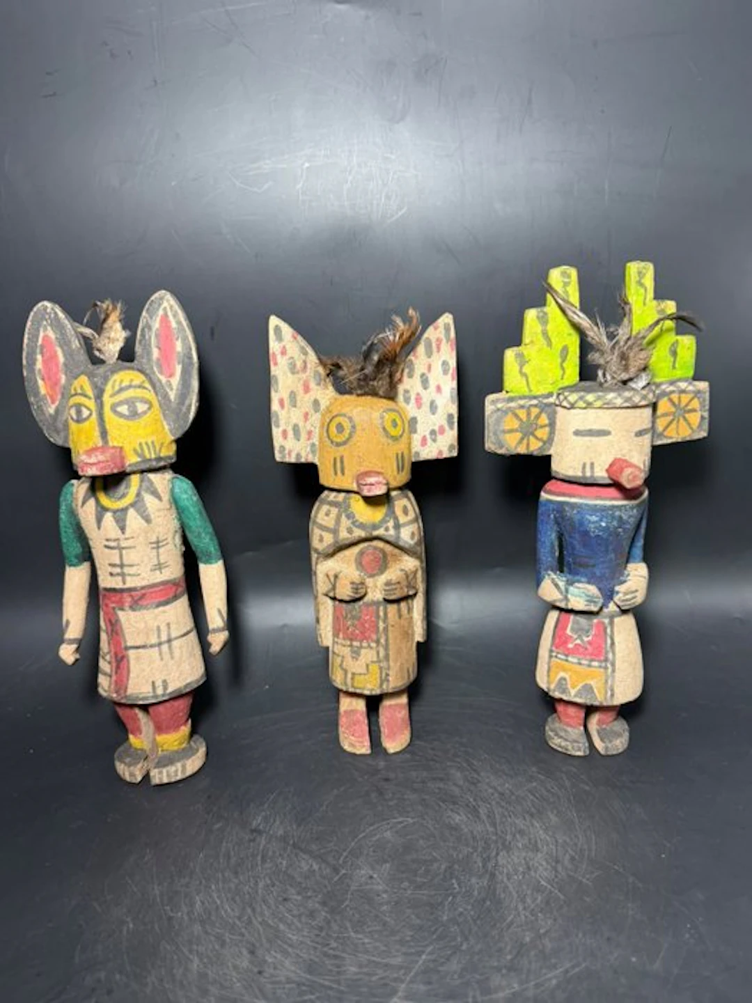 3 dolls in the Hopi kachina style. - Wood - U.S. - Achyuta Deva Raya
