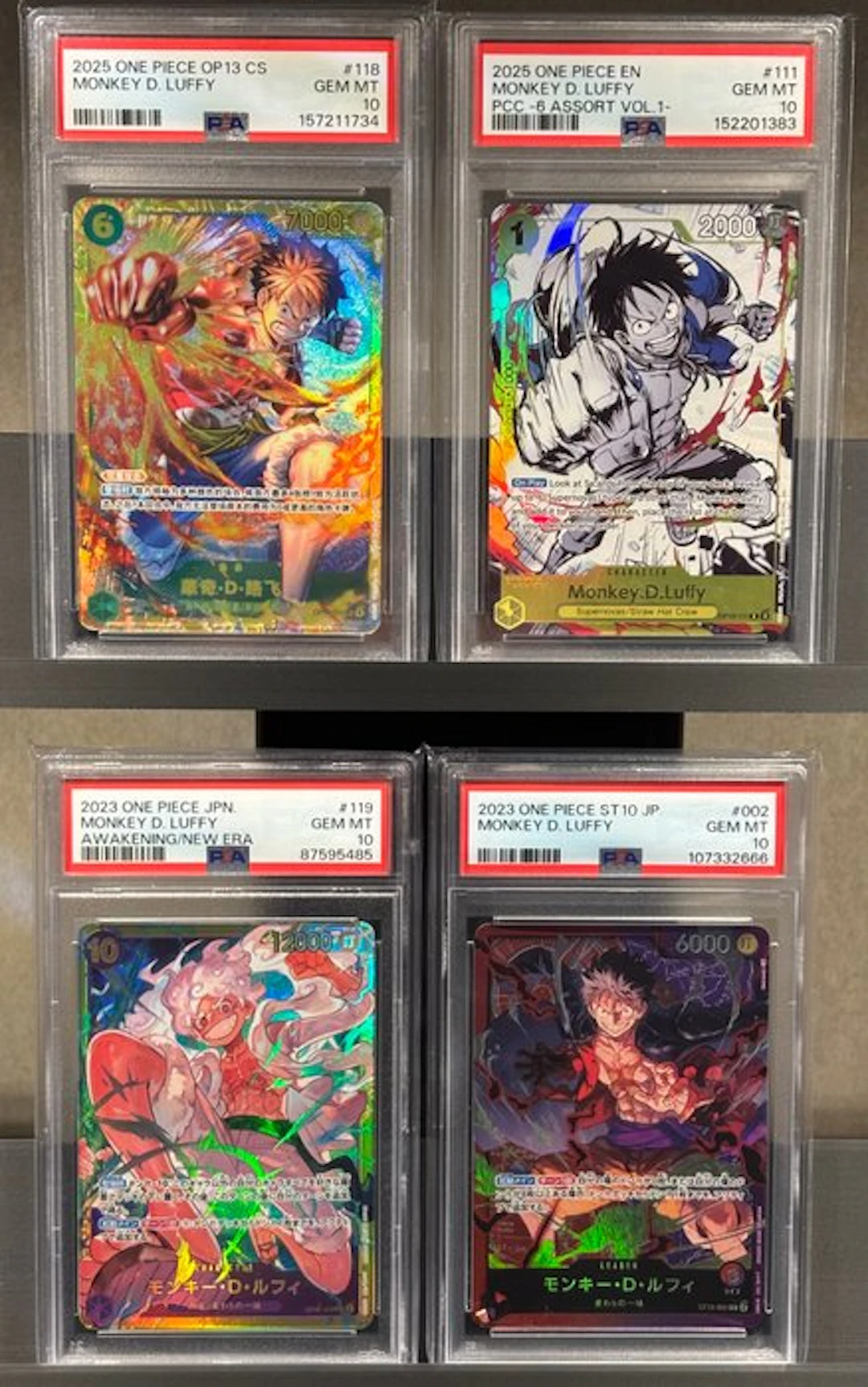 Bandai - 4 Graded card - One Piece - Monkey D