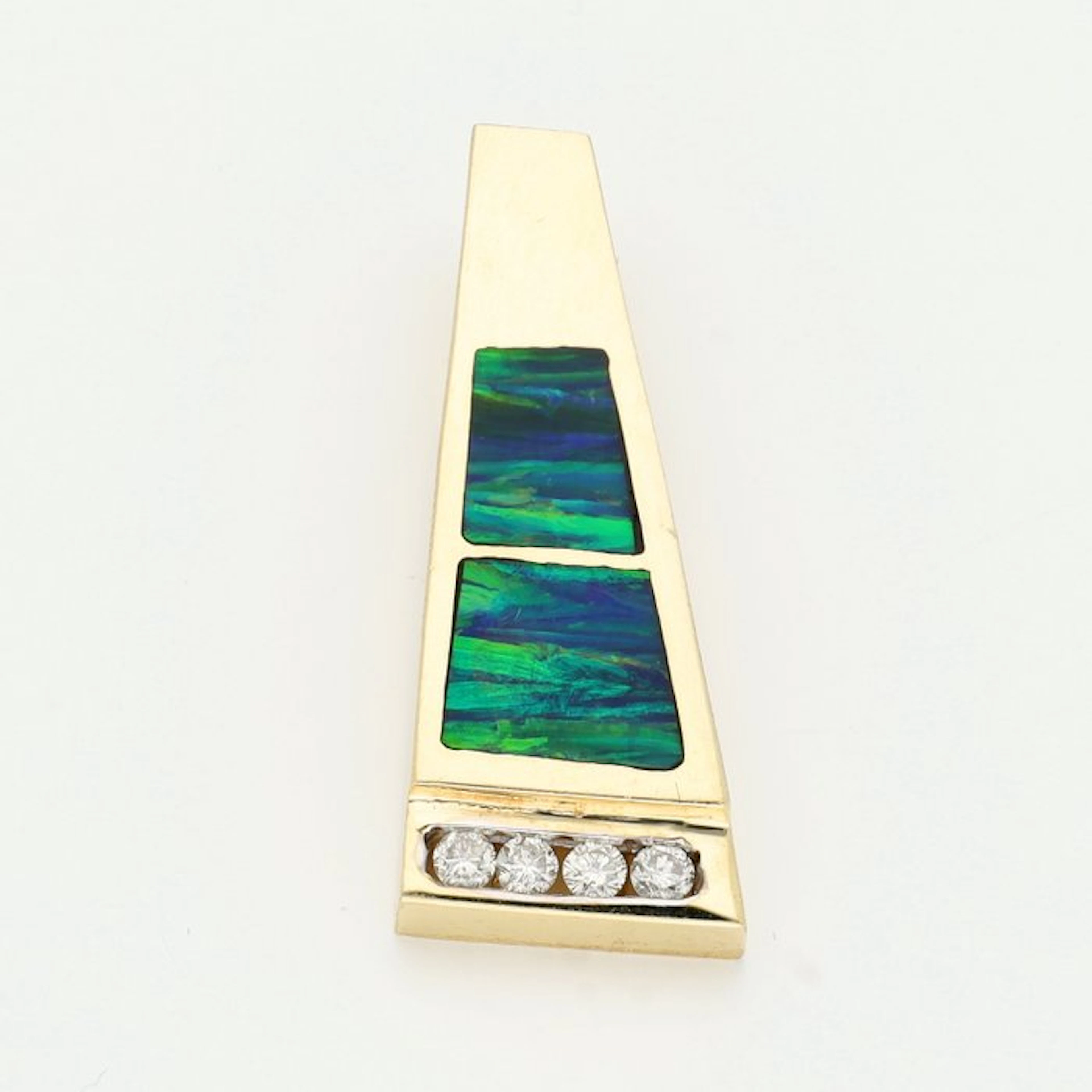 Pendant - 14 kt. Yellow gold Diamond (Natural) - Opal