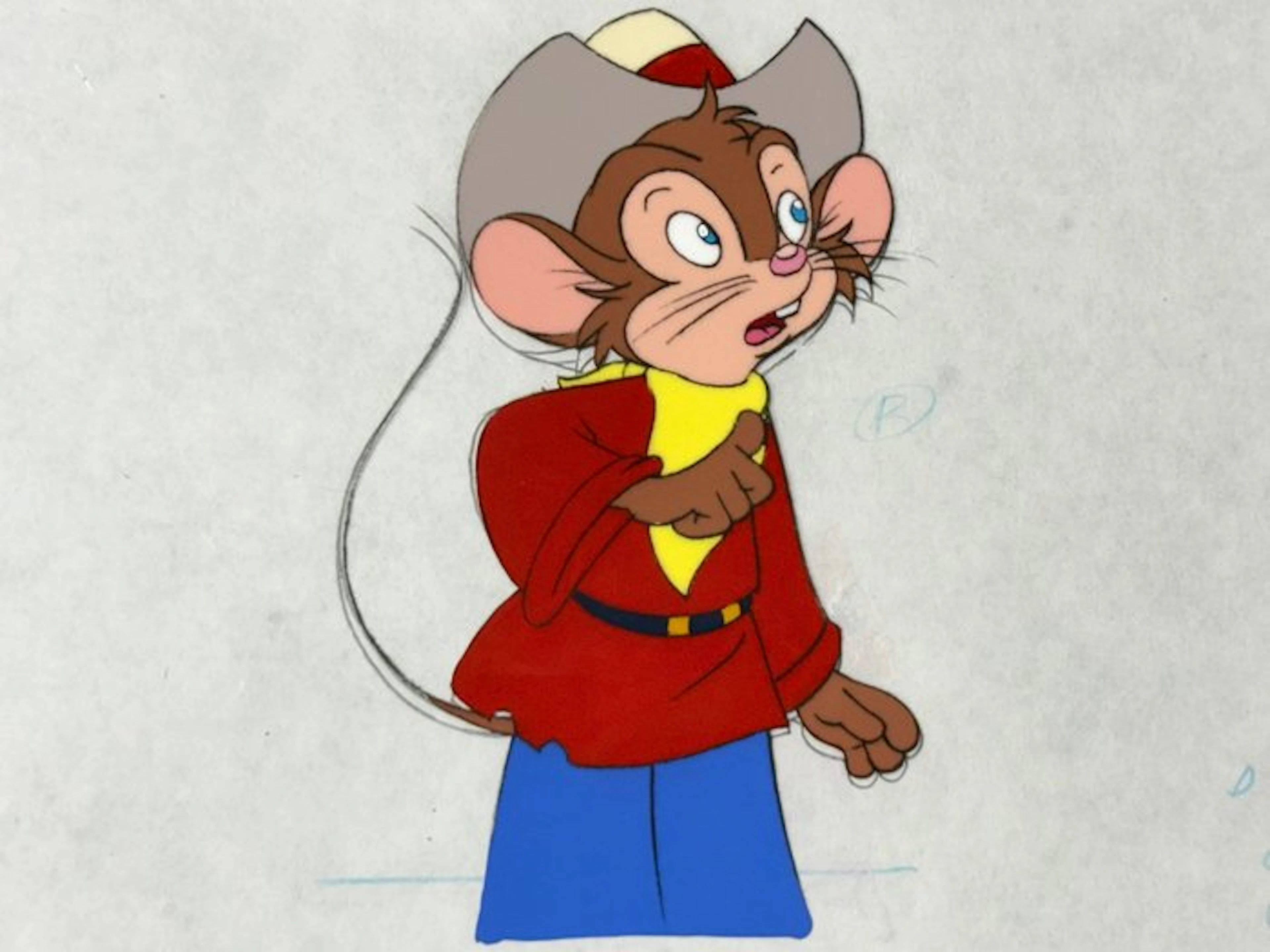 Don Bluth - Original animation cel and drawing of Fievel...