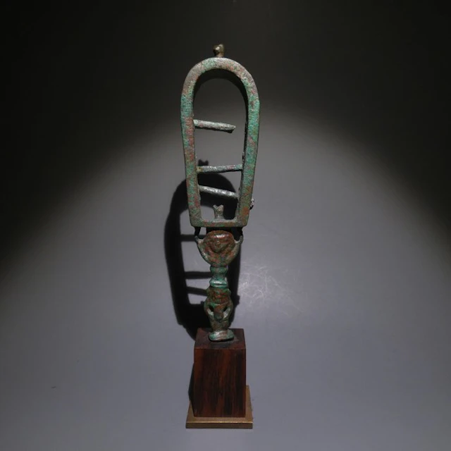 Ancient Egyptian Bronze Fine Nice Sistrum Bes hathor bastet