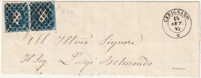 Italian Ancient States - Sardinia 1852 - 14 Sep 20 c