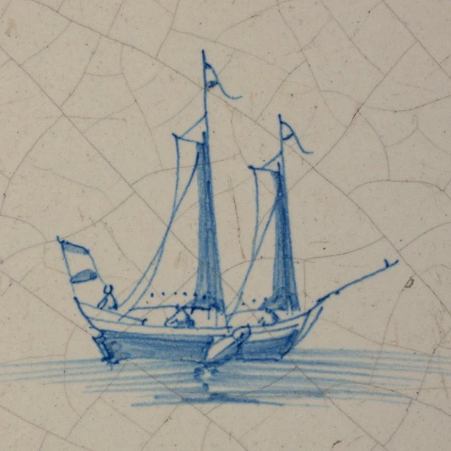 Post-medieval Dutch Delft Blue and White Tile with...