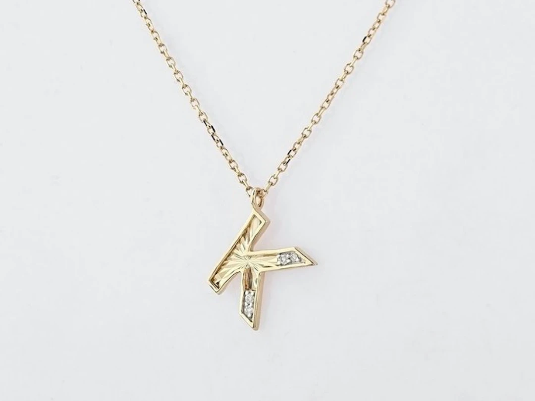 Necklace with pendant - 14 kt. Yellow gold - 0.02ct. tw. Diamond (Natural)