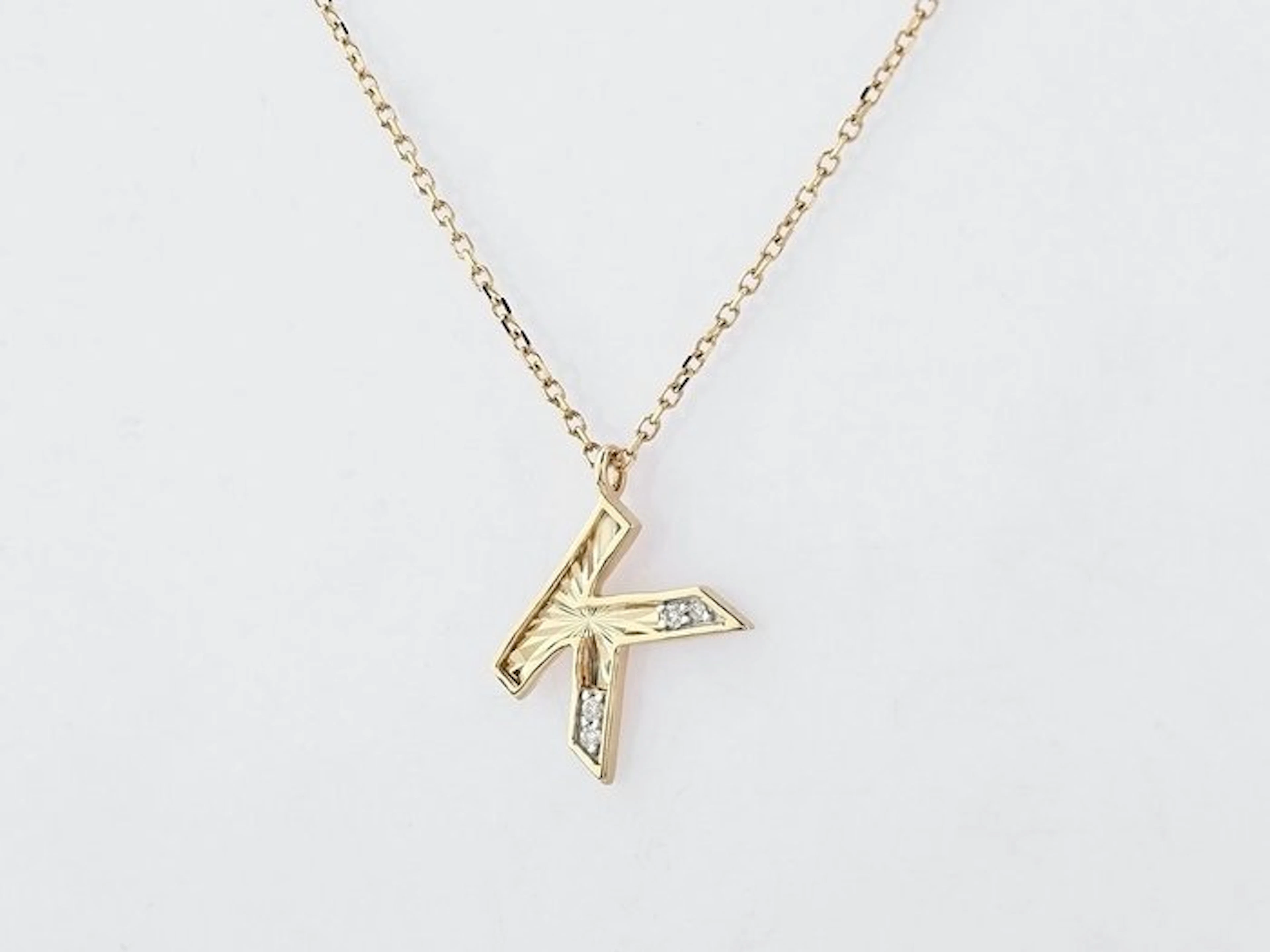 Necklace with pendant - 14 kt. Yellow gold - 0.02ct. tw. Diamond (Natural)