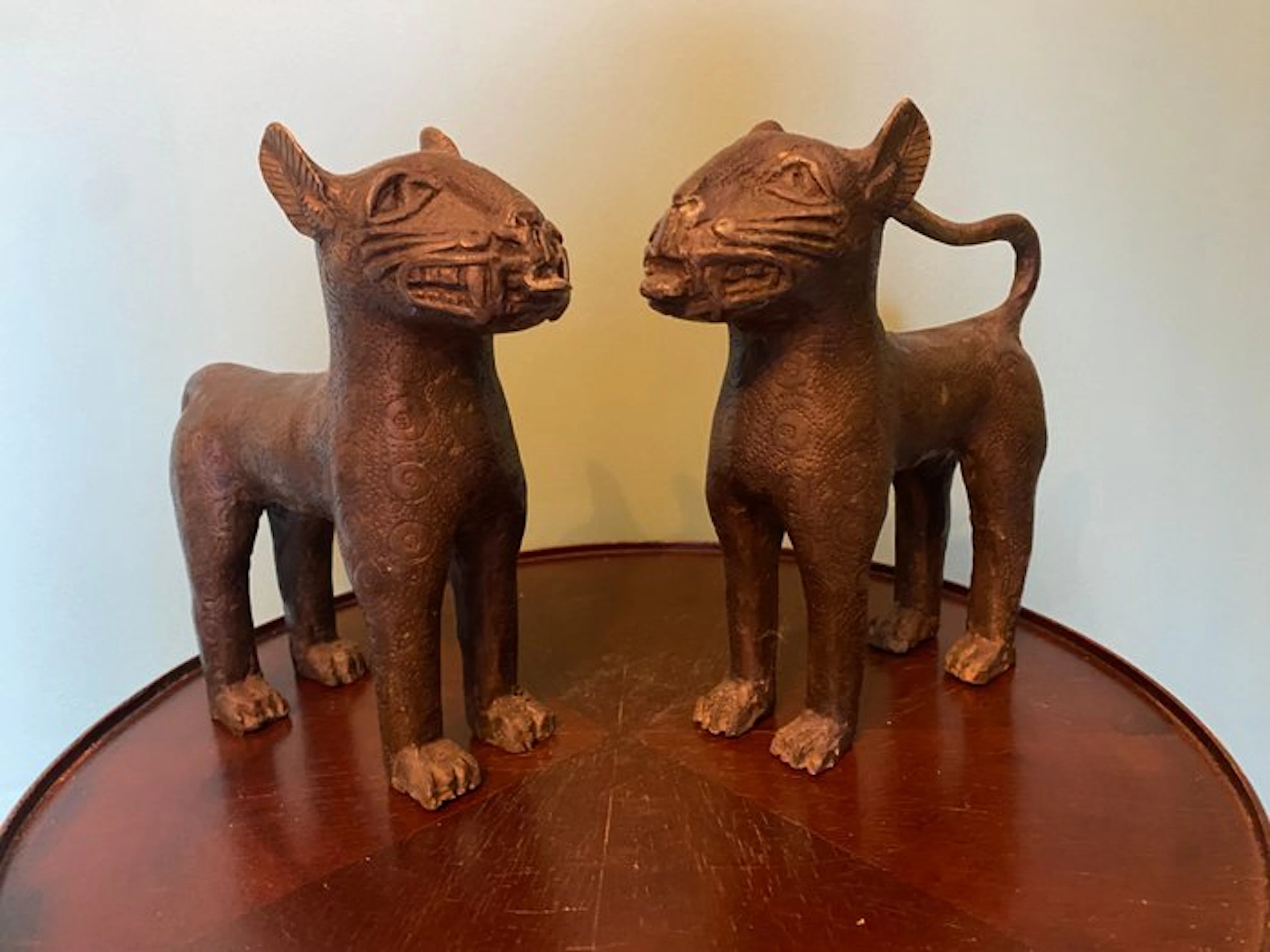 Couple Benin Leopard - Sculpture - Nigeria (No reserve price)