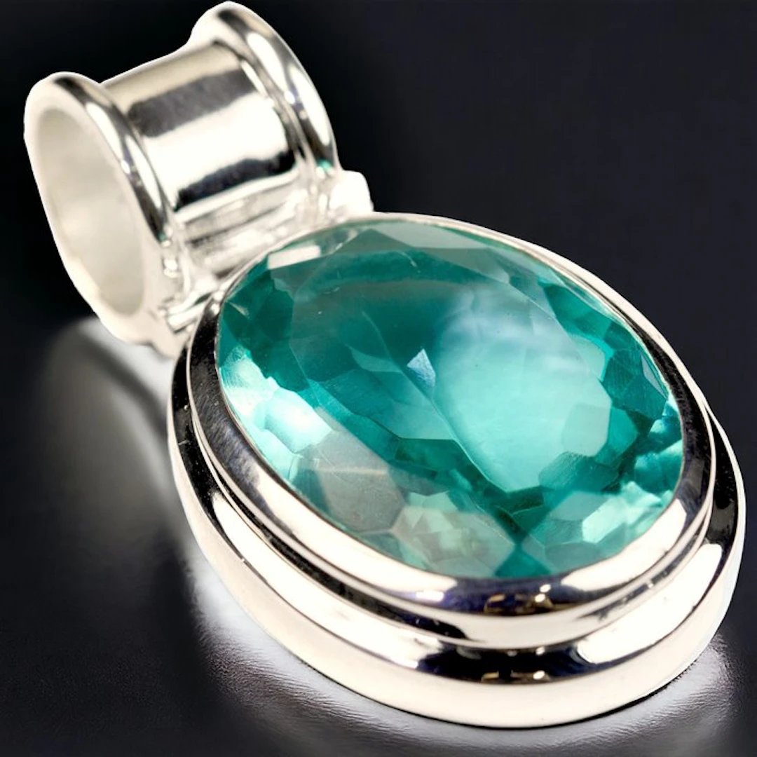 Green Hydrothermal Prasiolite - Elegant Silver Pendant...