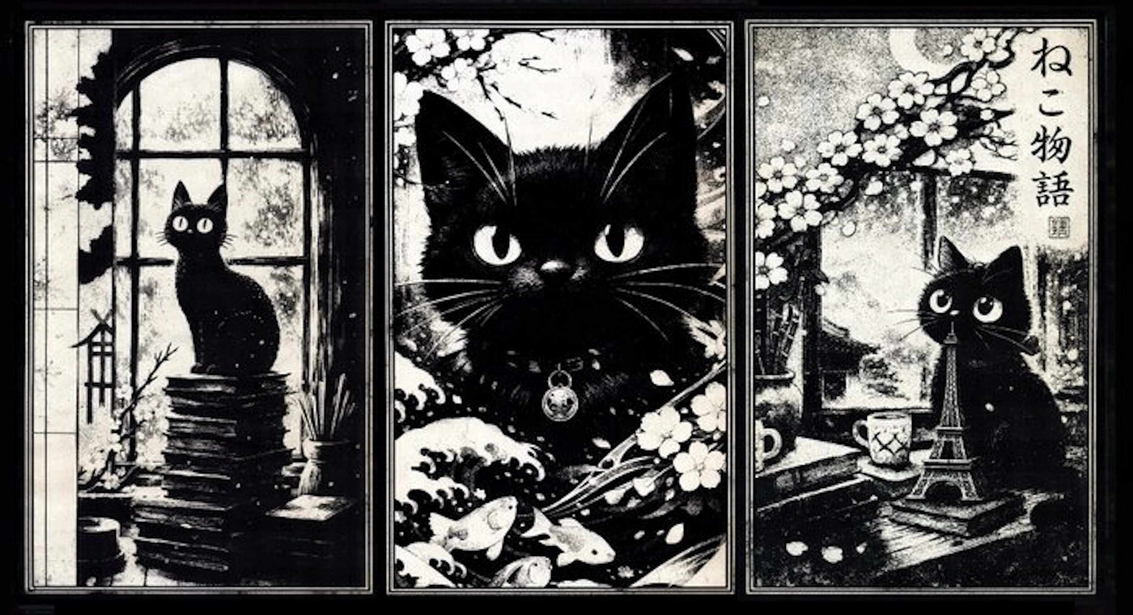 Æ (XX-XXI) - Set of 3 – “Jiji’s Quiet Corners” (2026) – Mixed Media Triptych