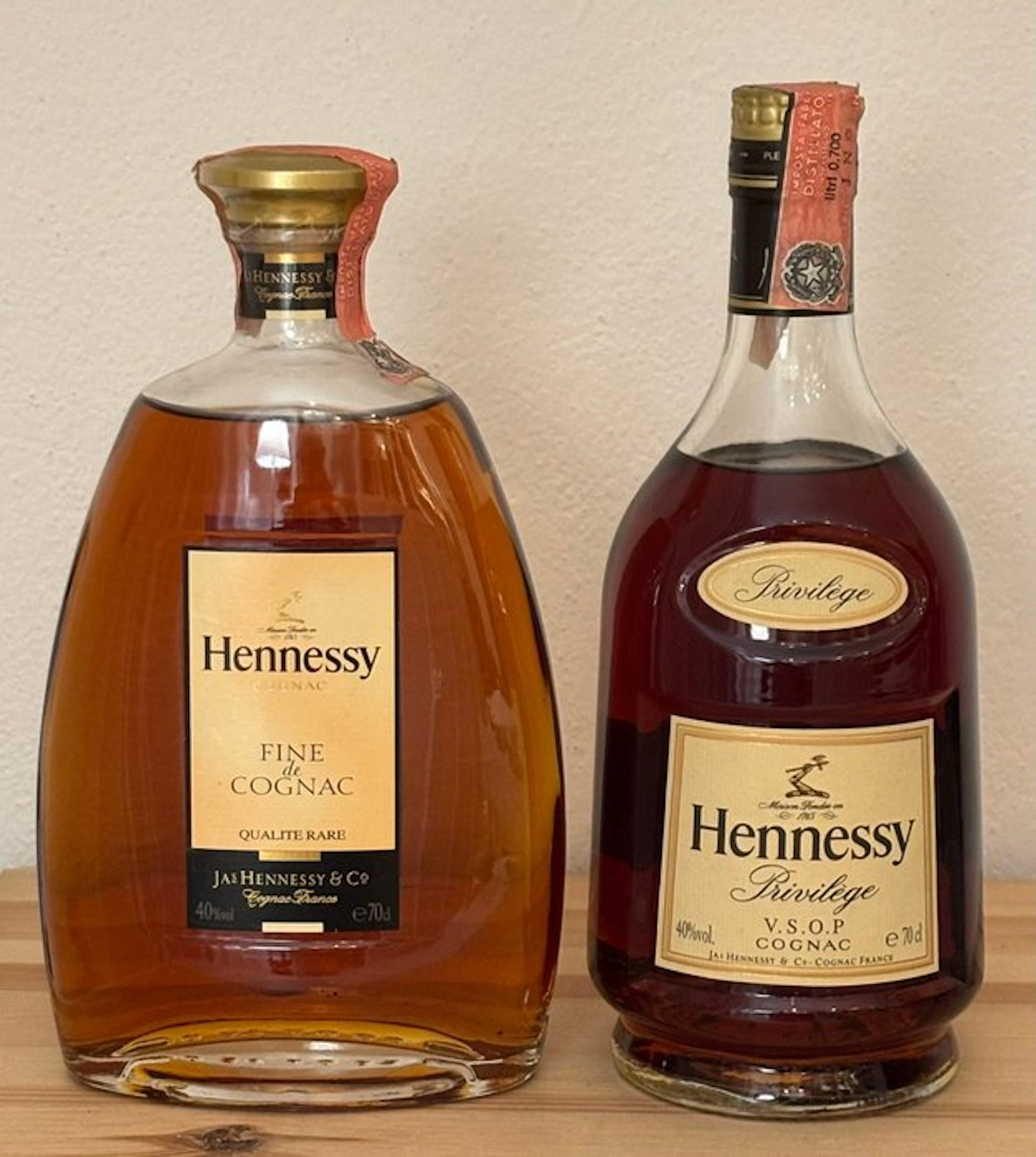 Hennessy - Fine de Cognac + Privilège VSOP - b. 2004, 1990s - 70cl - 2 bottles