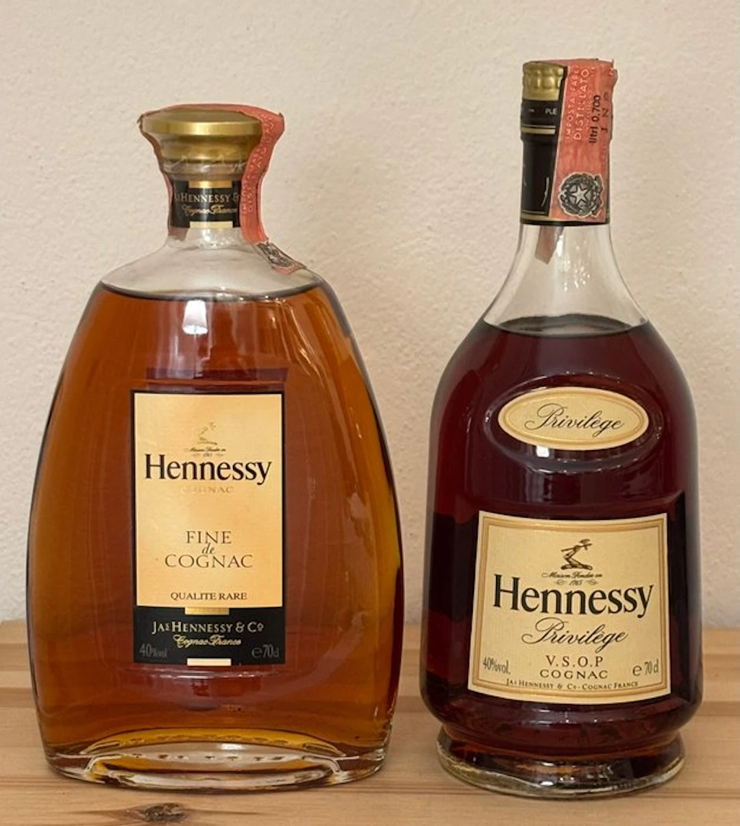 Hennessy - Fine de Cognac + Privilège VSOP - b. 2004, 1990s - 70cl - 2 bottles