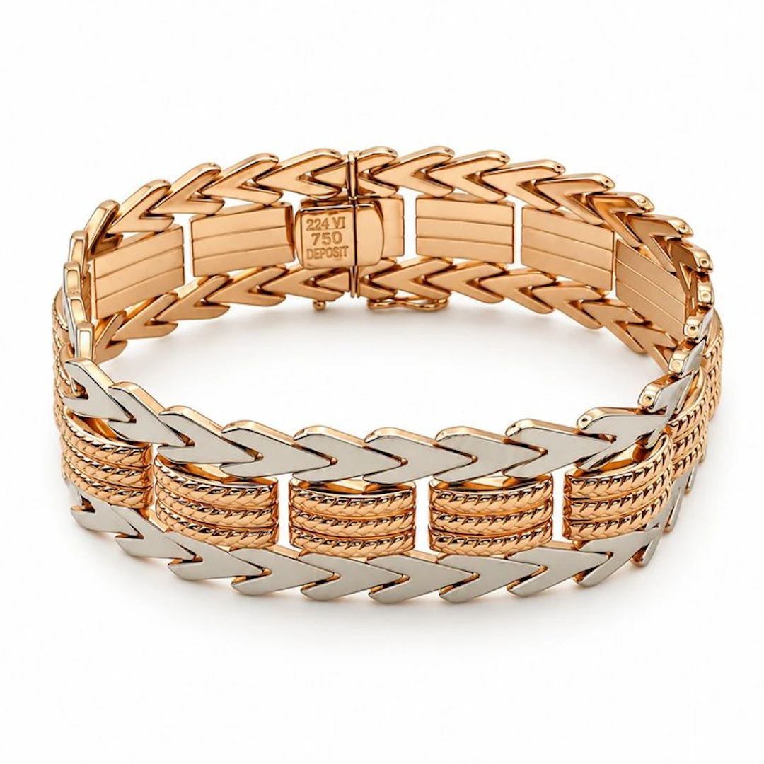 Bracelet - 18 kt. Yellow gold, White gold - Handmade - Made in Italy