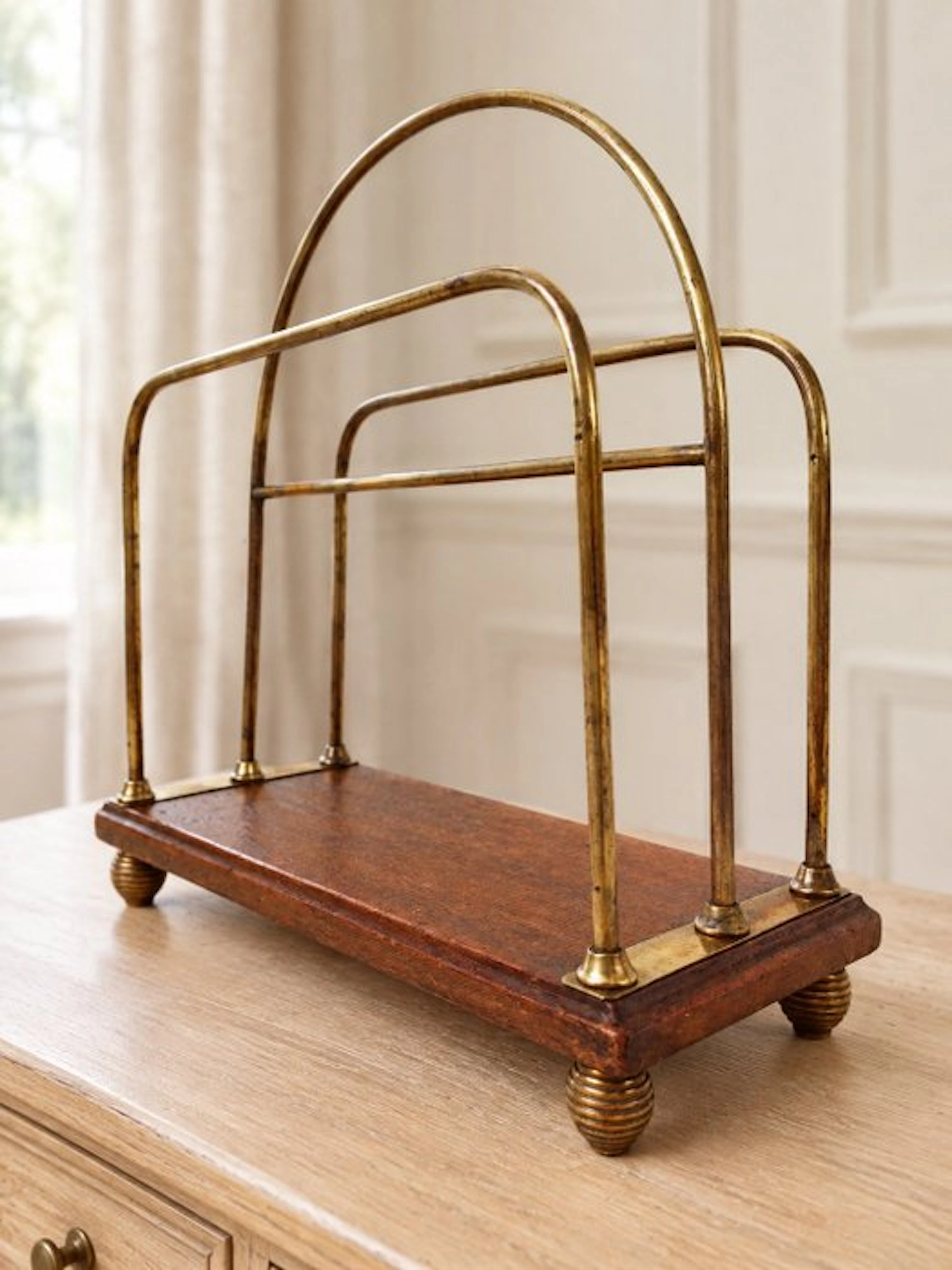 Magazine rack - Antique English newspaper rack – bronze...