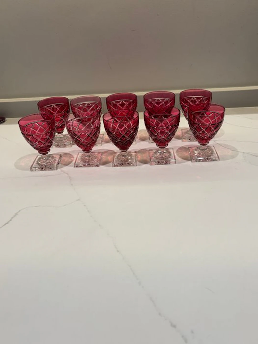 Val Saint Lambert - Wine glass (10) - Crystal - Gondola (lozenge-shaped)