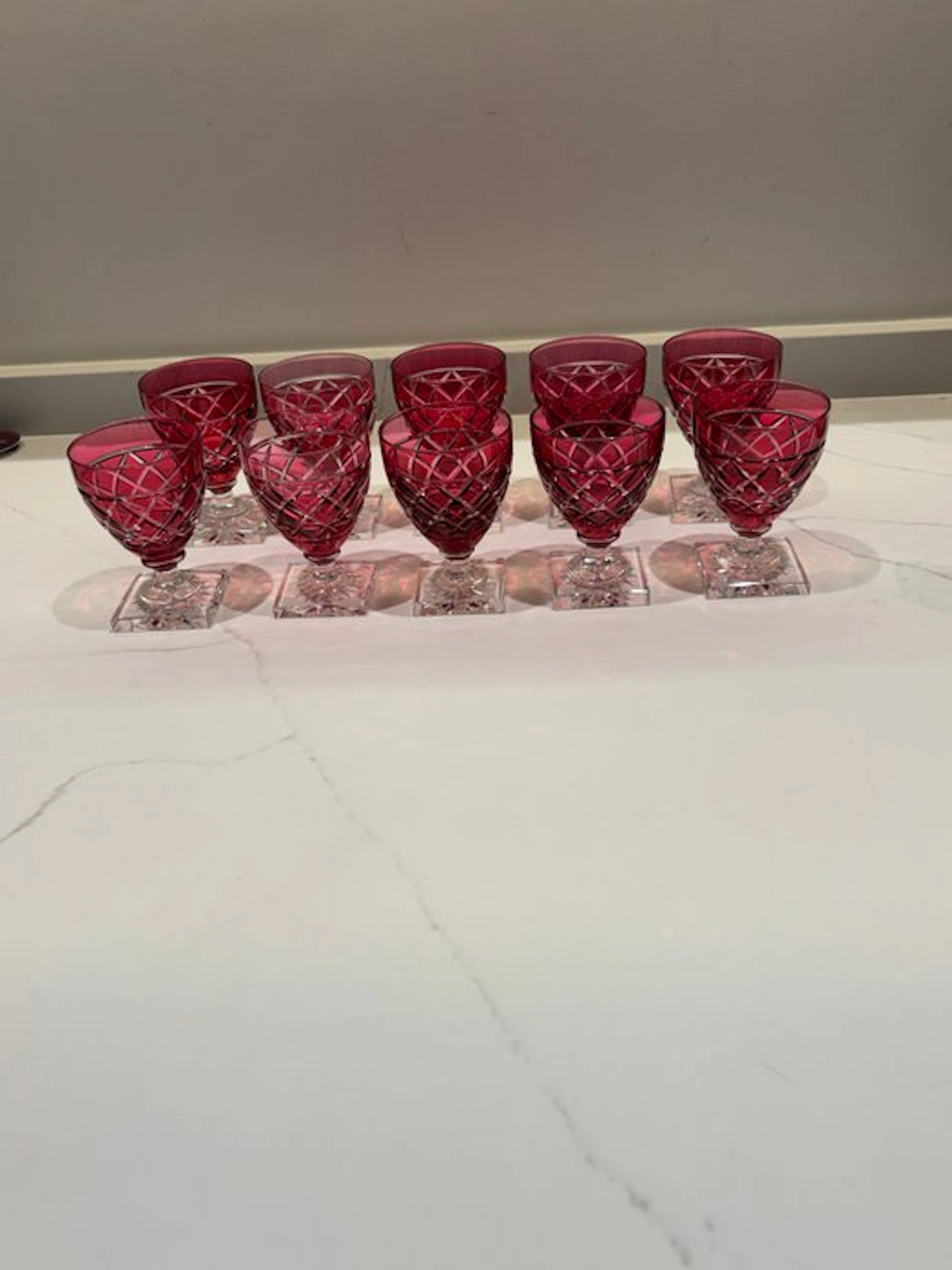 Val Saint Lambert - Wine glass (10) - Crystal - Gondola (lozenge-shaped)