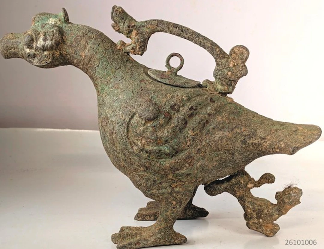 bronzen vogelvormig wijnvat - Bronze - China (No reserve price)