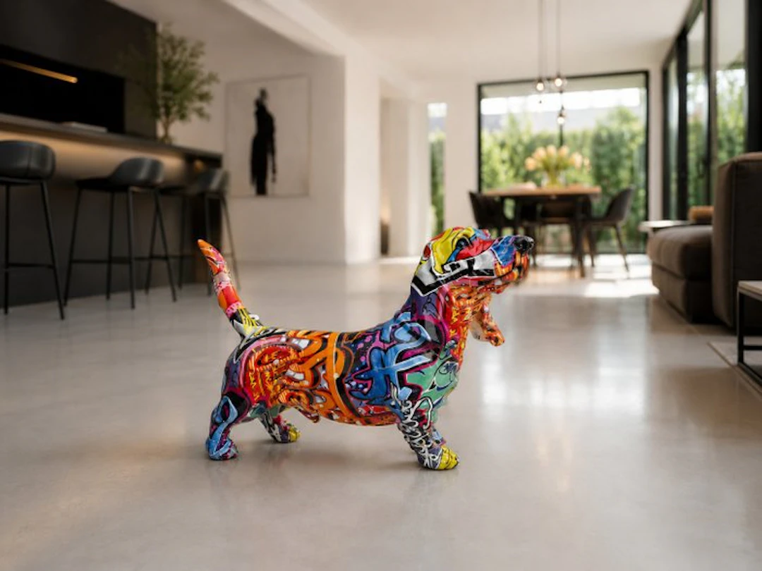 Statue, street Art dachshund - 21 cm - polyresin
