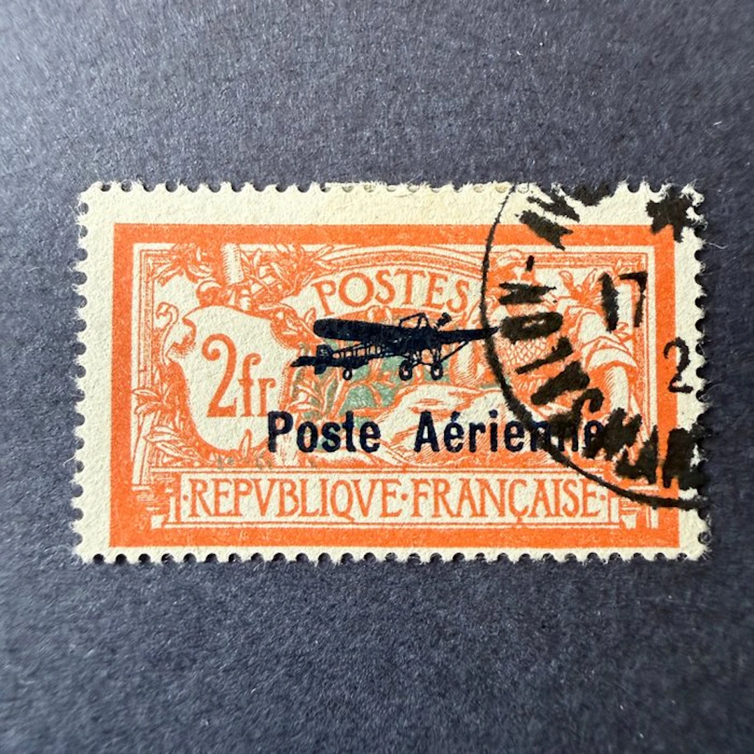 France - Airmail Yvert 1 'Merson 2fr' cancelled. Very good.