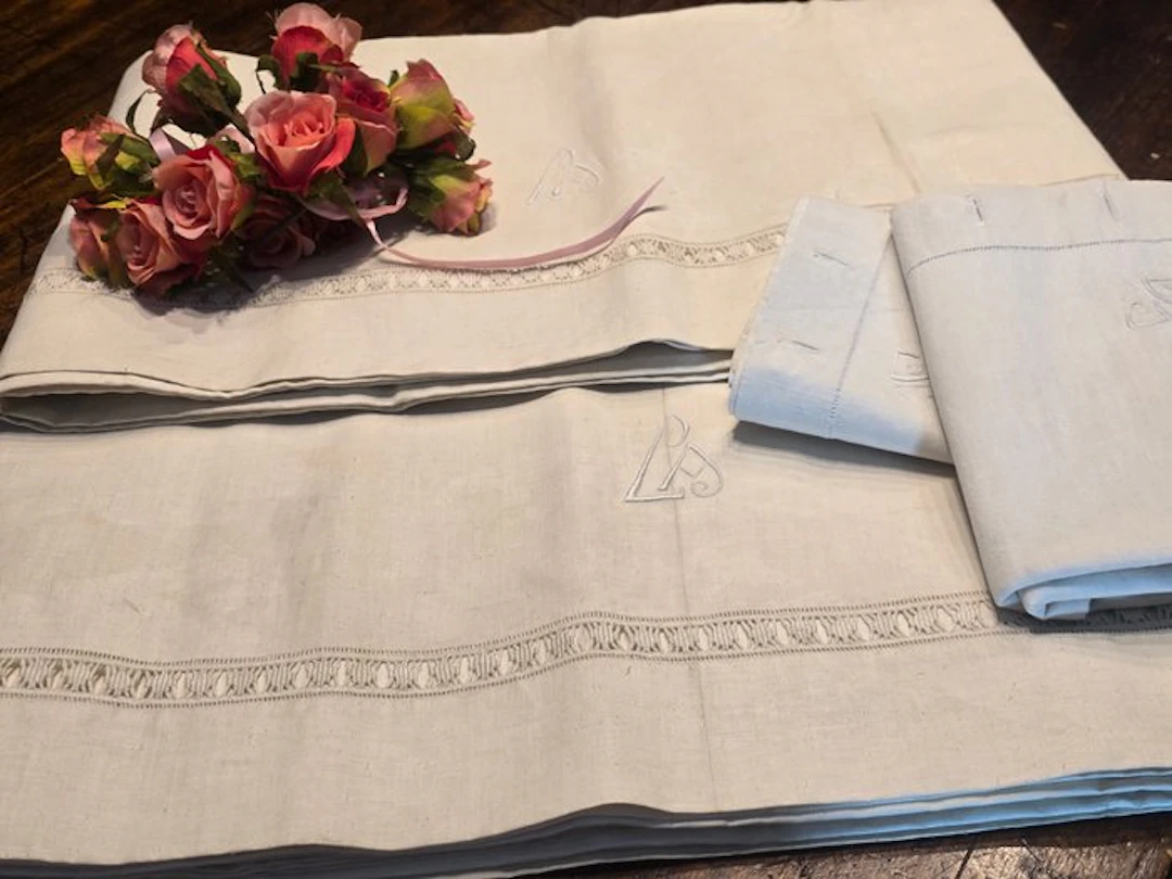Bed sheet (4) - 260 cm - 145 cm - Ancient trousseaus