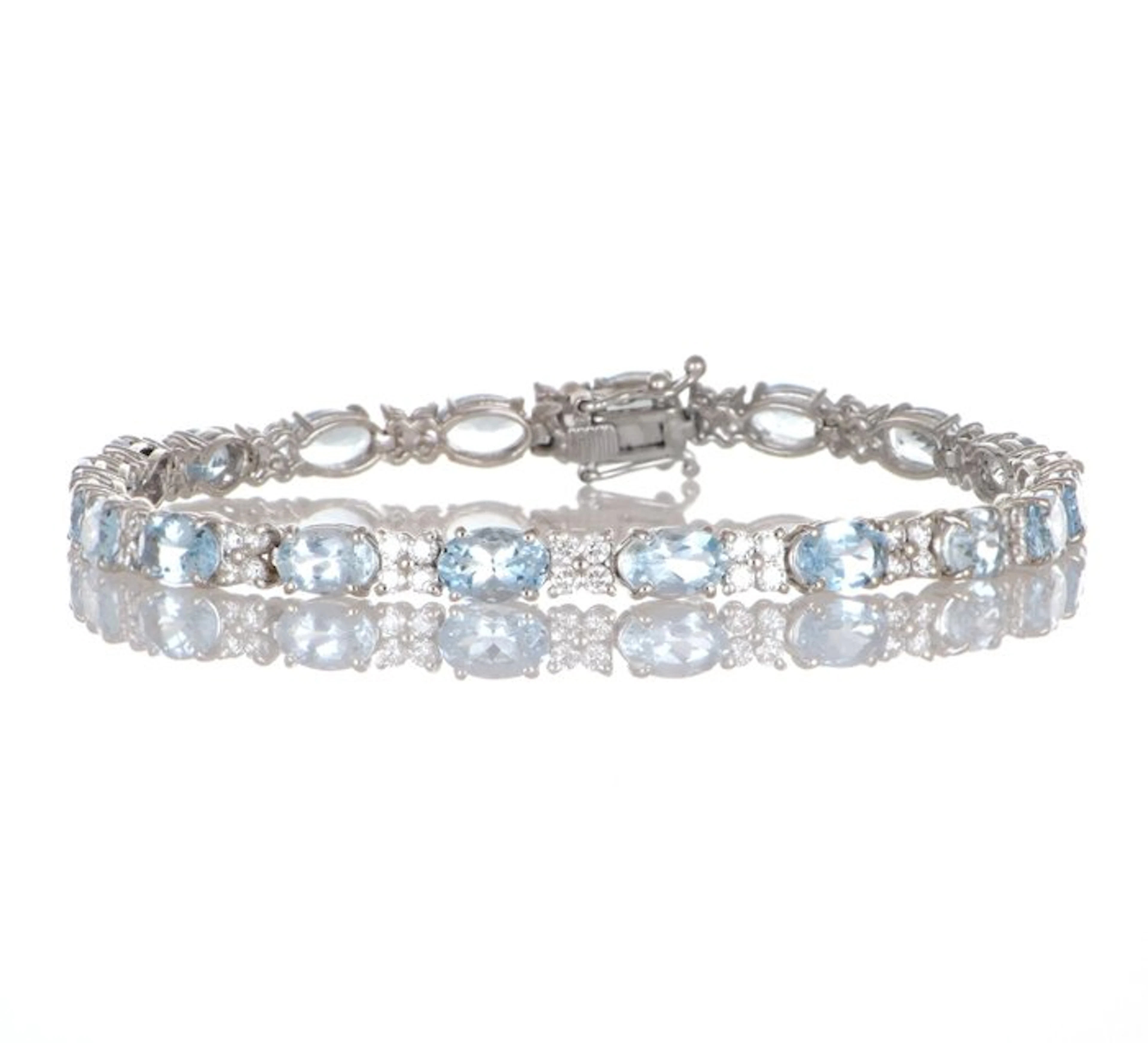 No reserve price - Bracelet - 18 kt. White gold Aquamarine - Diamond
