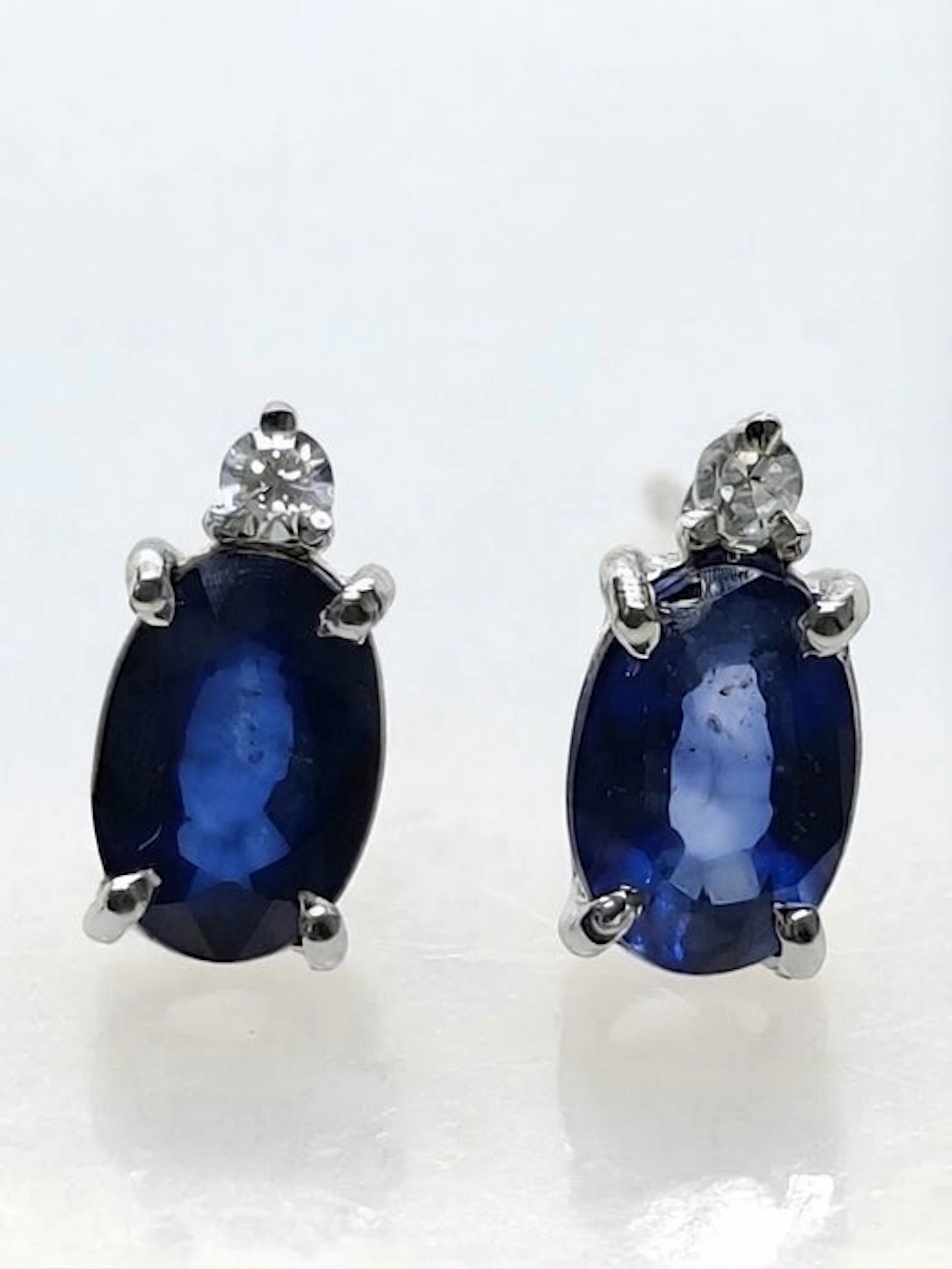 No reserve price - Earrings - 14 kt. White gold Sapphire - Diamond