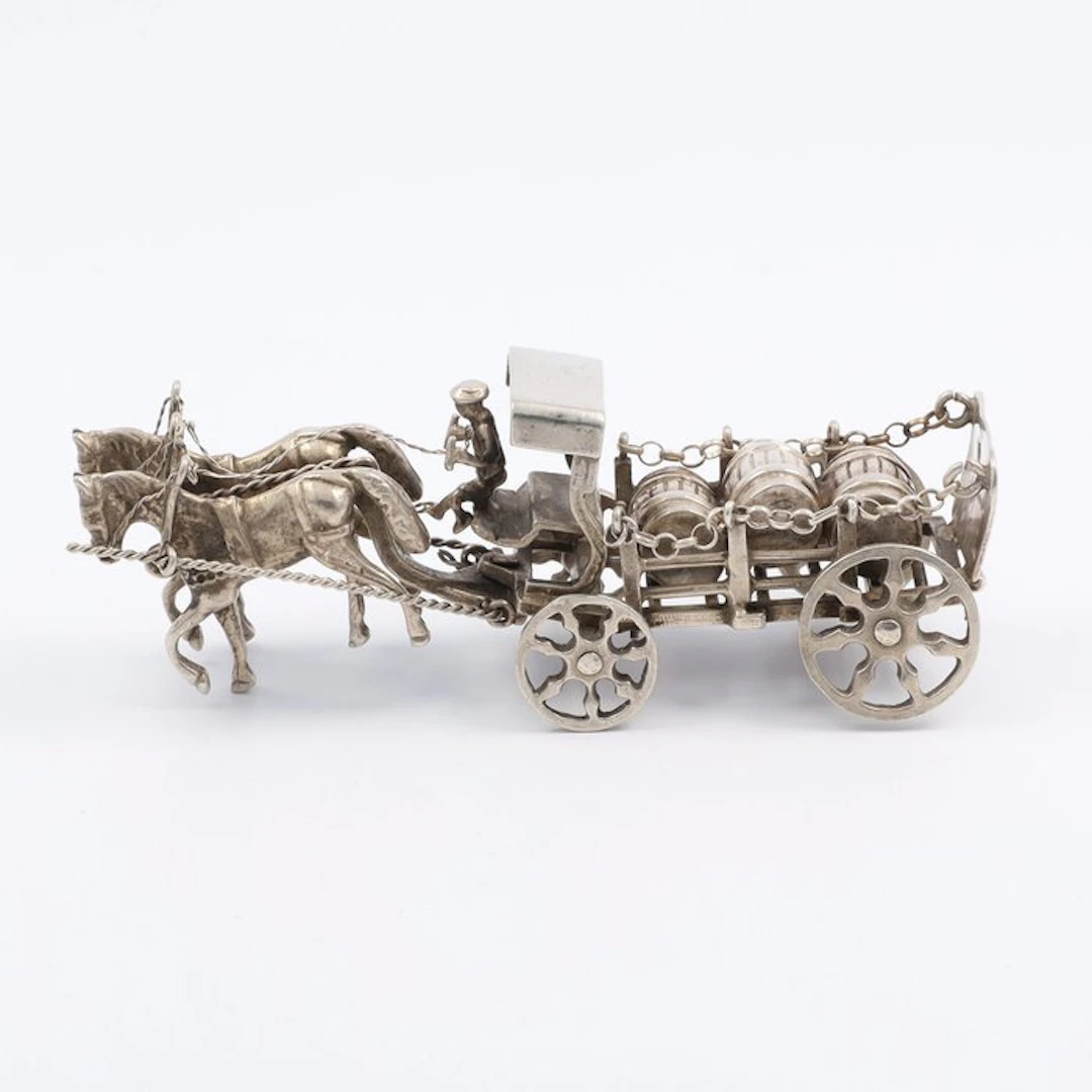 J. Weeda. - Figurine - Bierwagen. - .835 silver