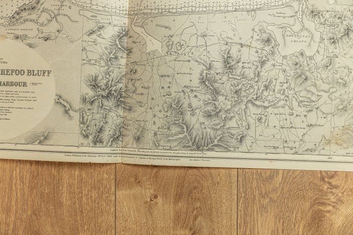 China - China, Shantung Province – Chefoo / Yentai Harbour – 1929 edition; British Admiralty Hydrographic - British Admiralty Hydrographic Chart No. 1260 – China, Shantung Province – Chefoo / Yentai Harbour – - 1861-1880